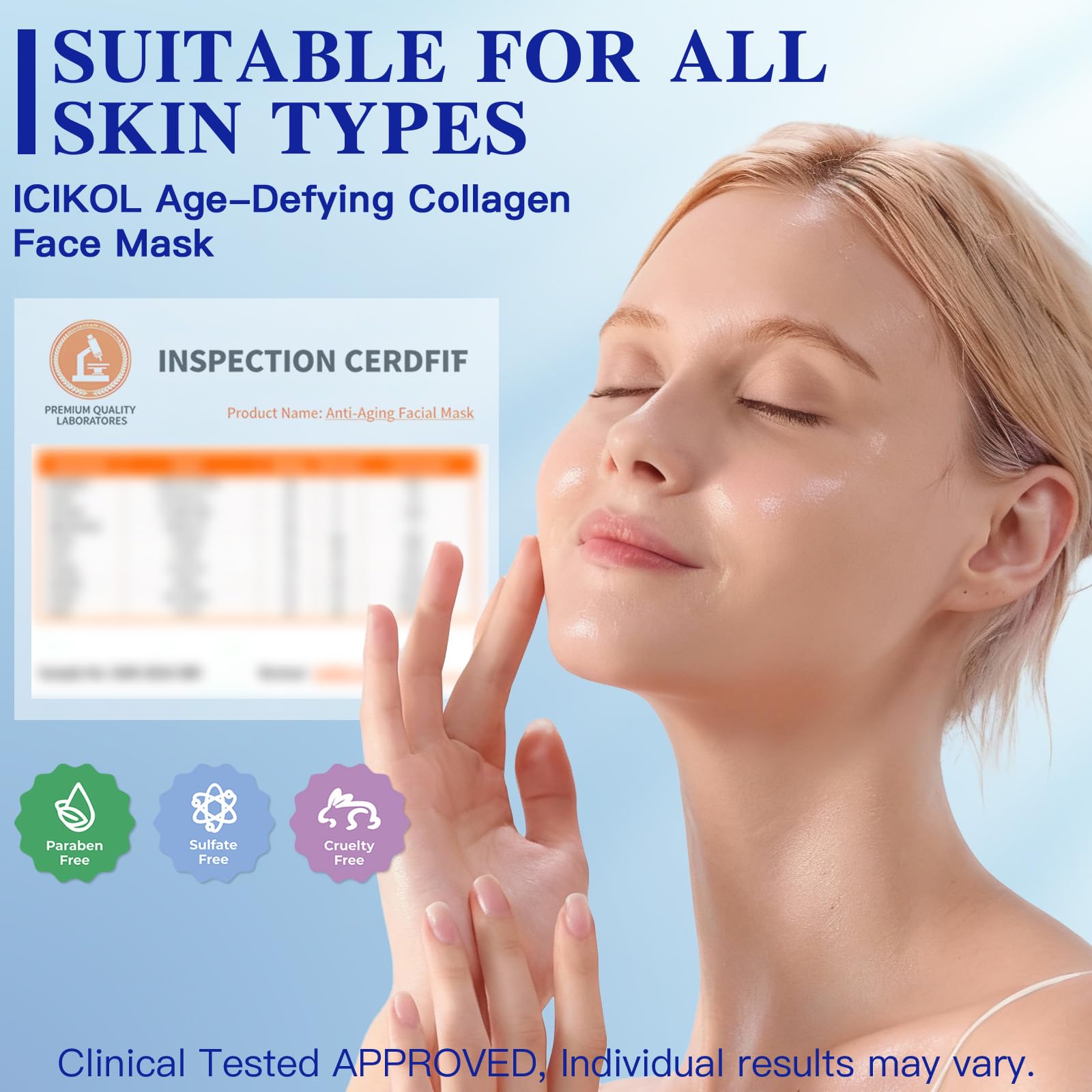 ICIKOL Deep Hydrolyzed Collagen Mask 4-Pack – Age-Defying Sheet Mask with Peptides & Hyaluronic Acid