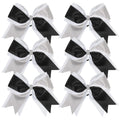 ICObuty Cheerleader Bows 8 Inch — 3 Colors, 2 Layers, 6-Pack Jumbo Ponytail Holders for Cheerleading
