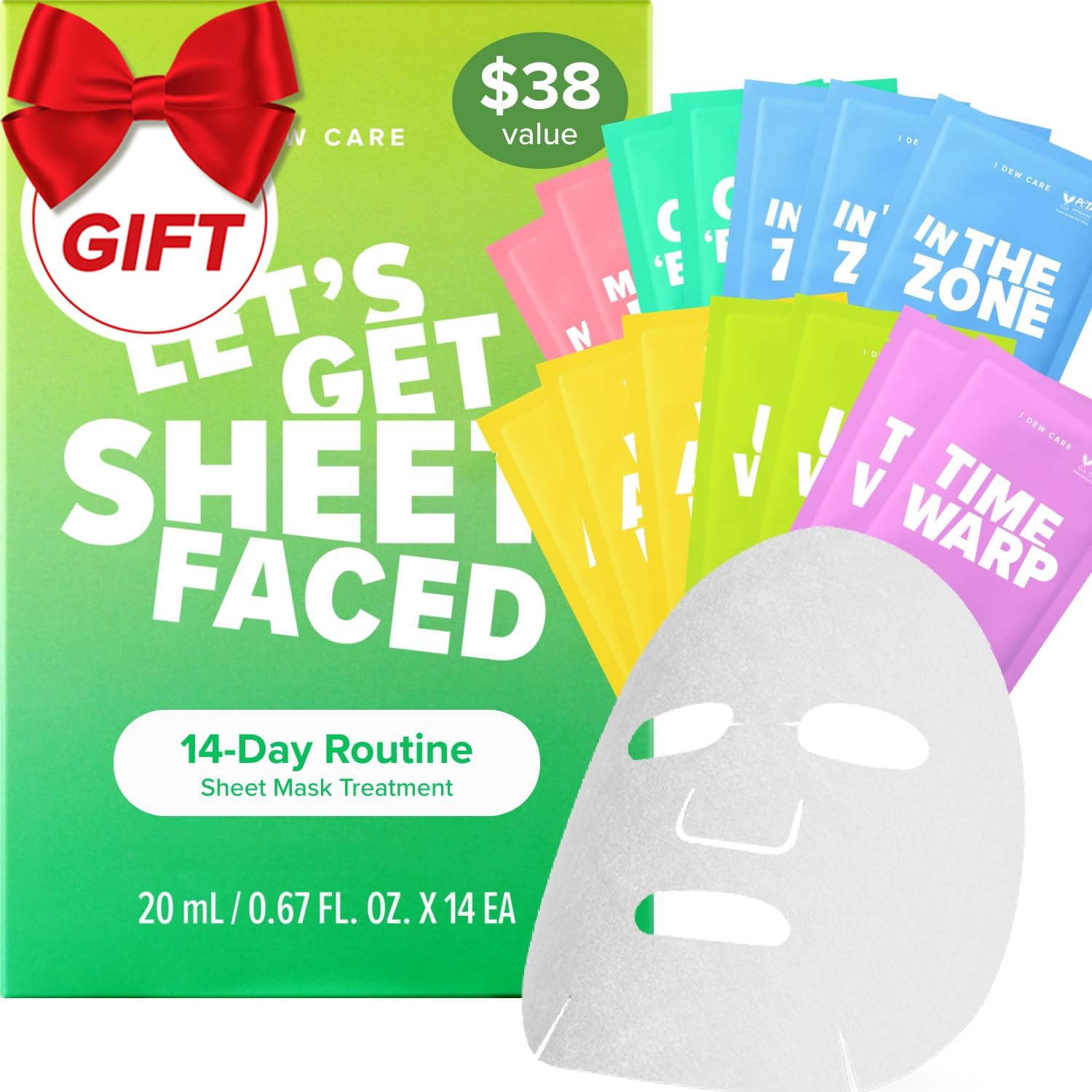 I DEW CARE Collagen Sheet Mask Variety Pack – 14 Hydrating Korean Masks for All Skin Types