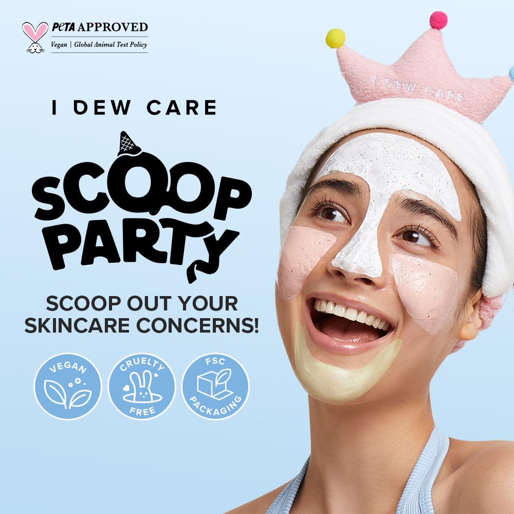 I DEW CARE Scoop Party Wash Off Mask Set – Hydration, Exfoliation & Soothing Trio + Headband