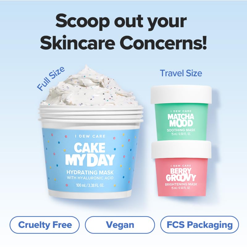 I DEW CARE Scoop Party Wash Off Mask Set – Hydration, Exfoliation & Soothing Trio + Headband