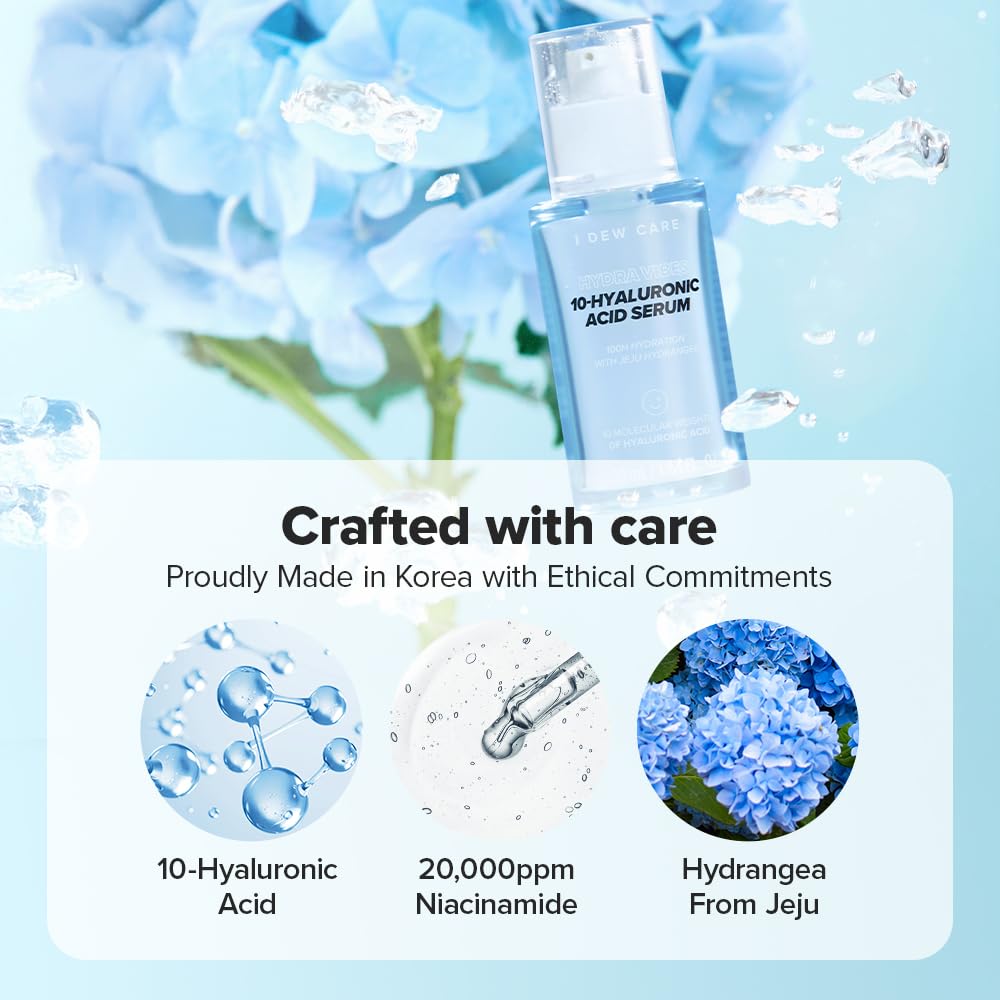 I DEW CARE Hydra Vibes 10-Hyaluronic Acid Serum with Jeju Hydrangea — Ultra Hydration (30ml)