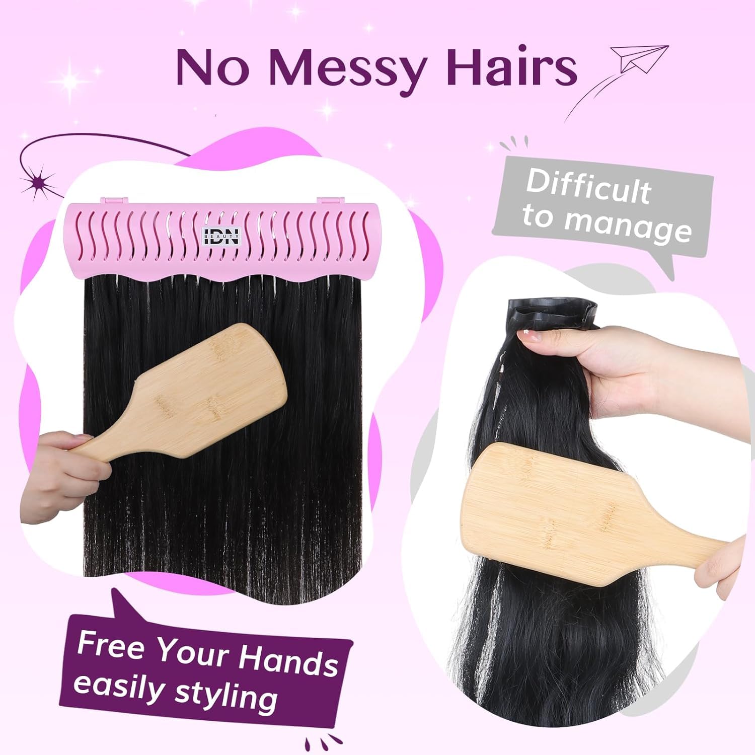 IDN BEAUTY Hair Extension Holder Stand – 4 Installation Modes (Rose)