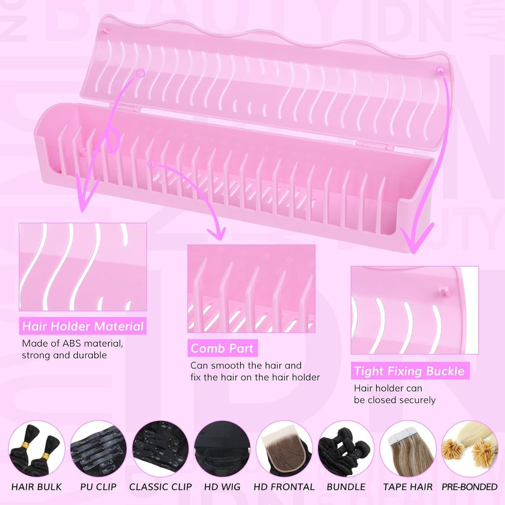IDN BEAUTY Hair Extension Holder Stand – 4 Installation Modes (Rose)