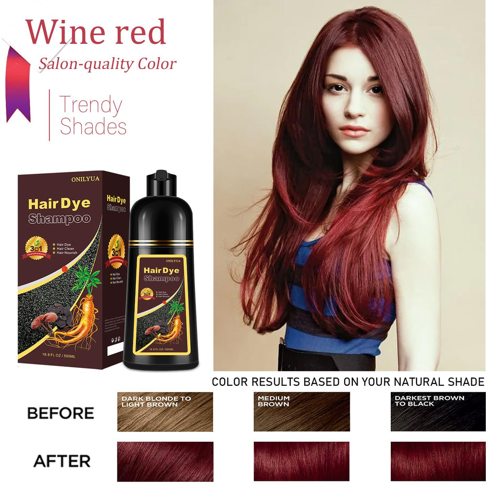 iemokoda Burgundy Hair Dye Shampoo 3-in-1 – Gray Coverage in Minutes