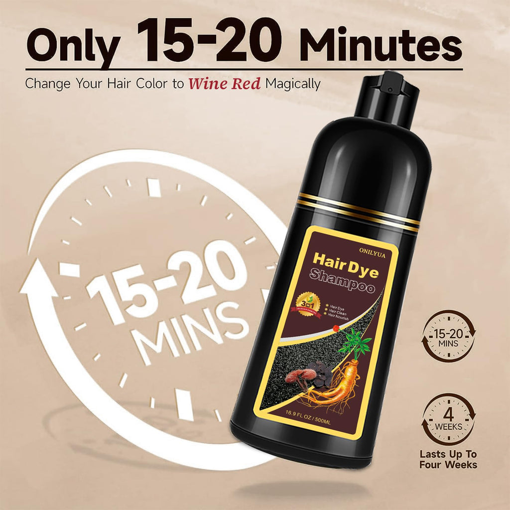 iemokoda Burgundy Hair Dye Shampoo 3-in-1 – Gray Coverage in Minutes