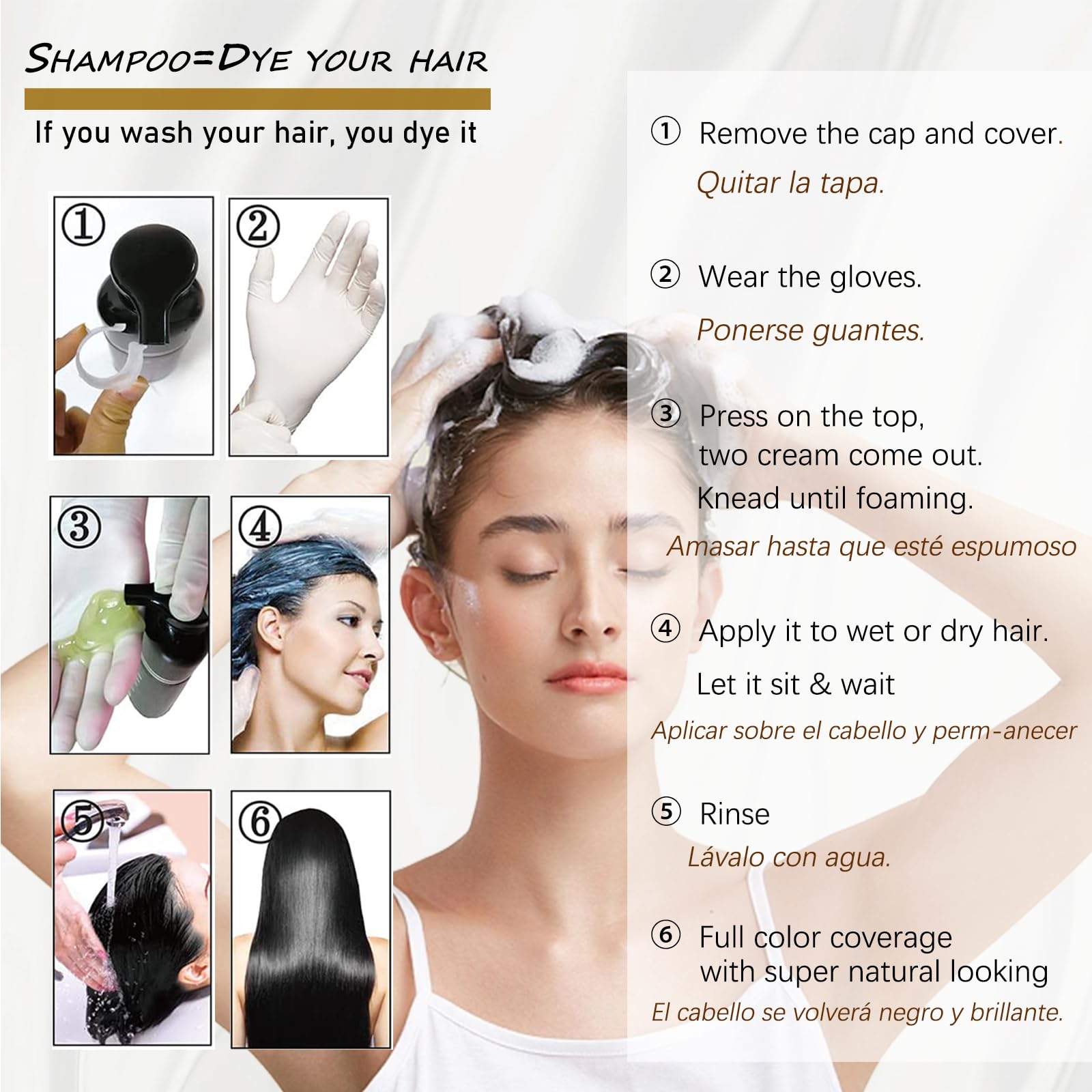 iemokoda Dark Brown Hair Dye Shampoo — 3-in-1 Color, 100% Gray Coverage in Minutes