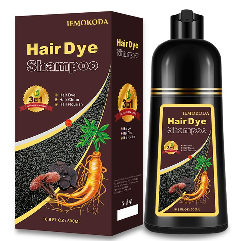 iemokoda Hair Dye Shampoo for Gray Hair – 3-in-1 Coffee Color, Easy At-Home Coverage