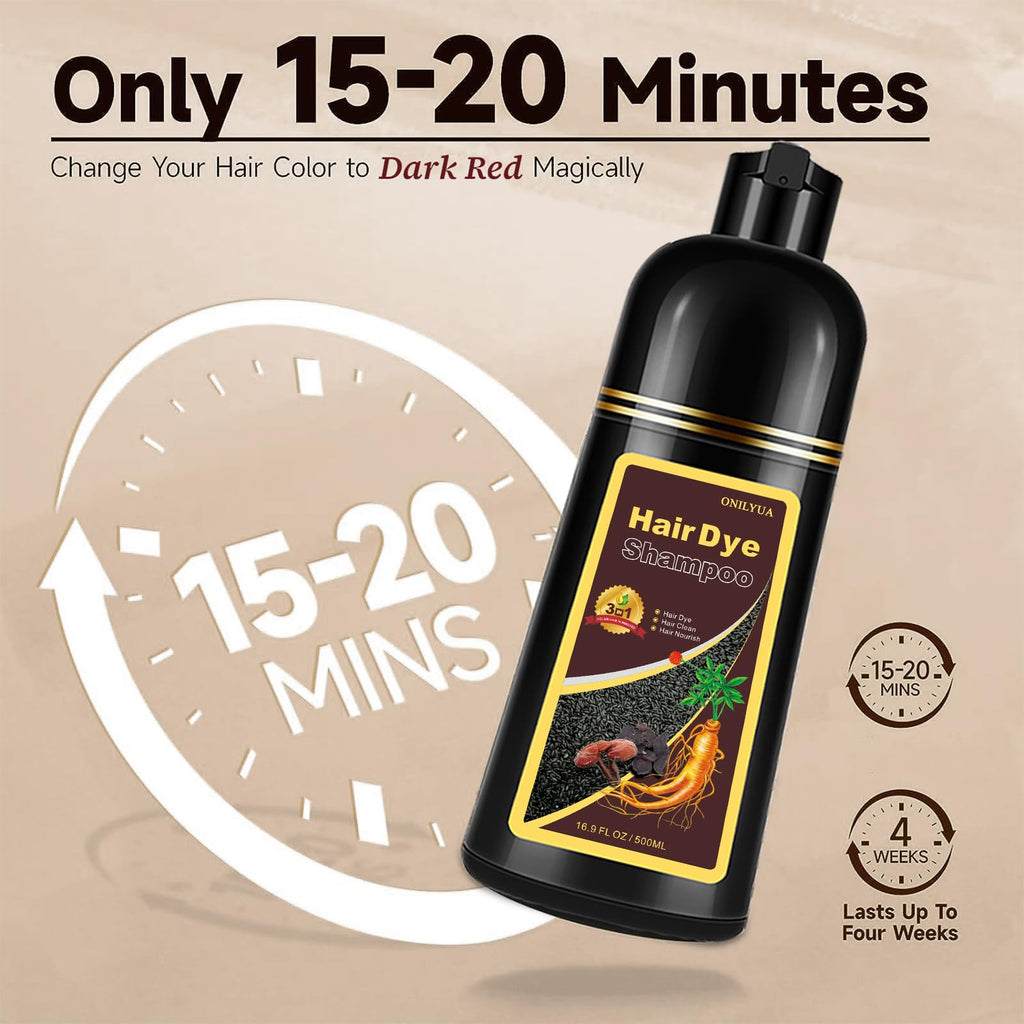iemokoda Dark Wine Red Hair Dye Shampoo — 100% Gray Coverage in Minutes