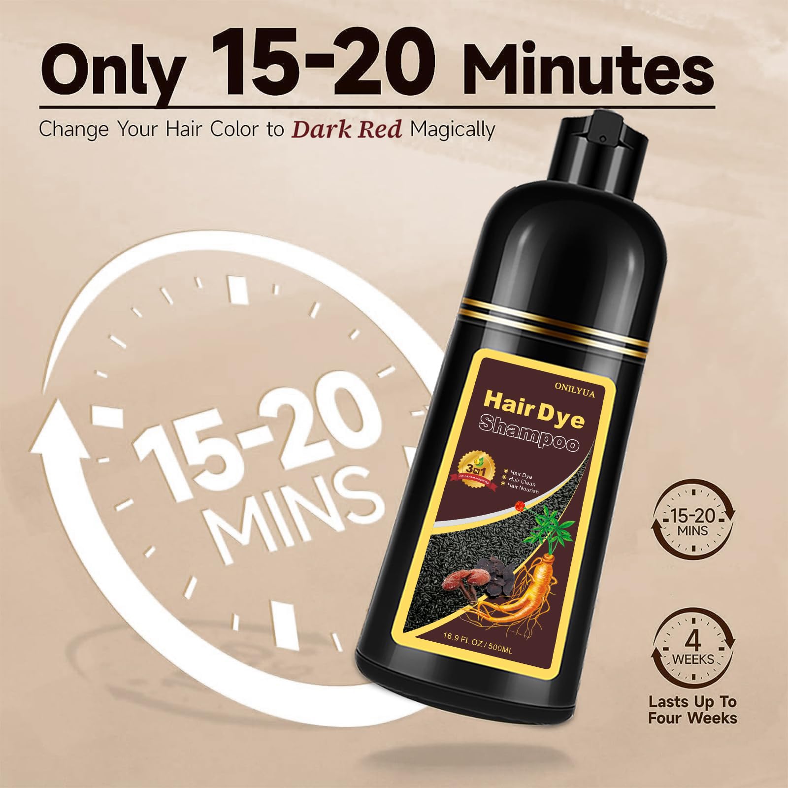 iemokoda Dark Wine Red Hair Dye Shampoo — 100% Gray Coverage in Minutes