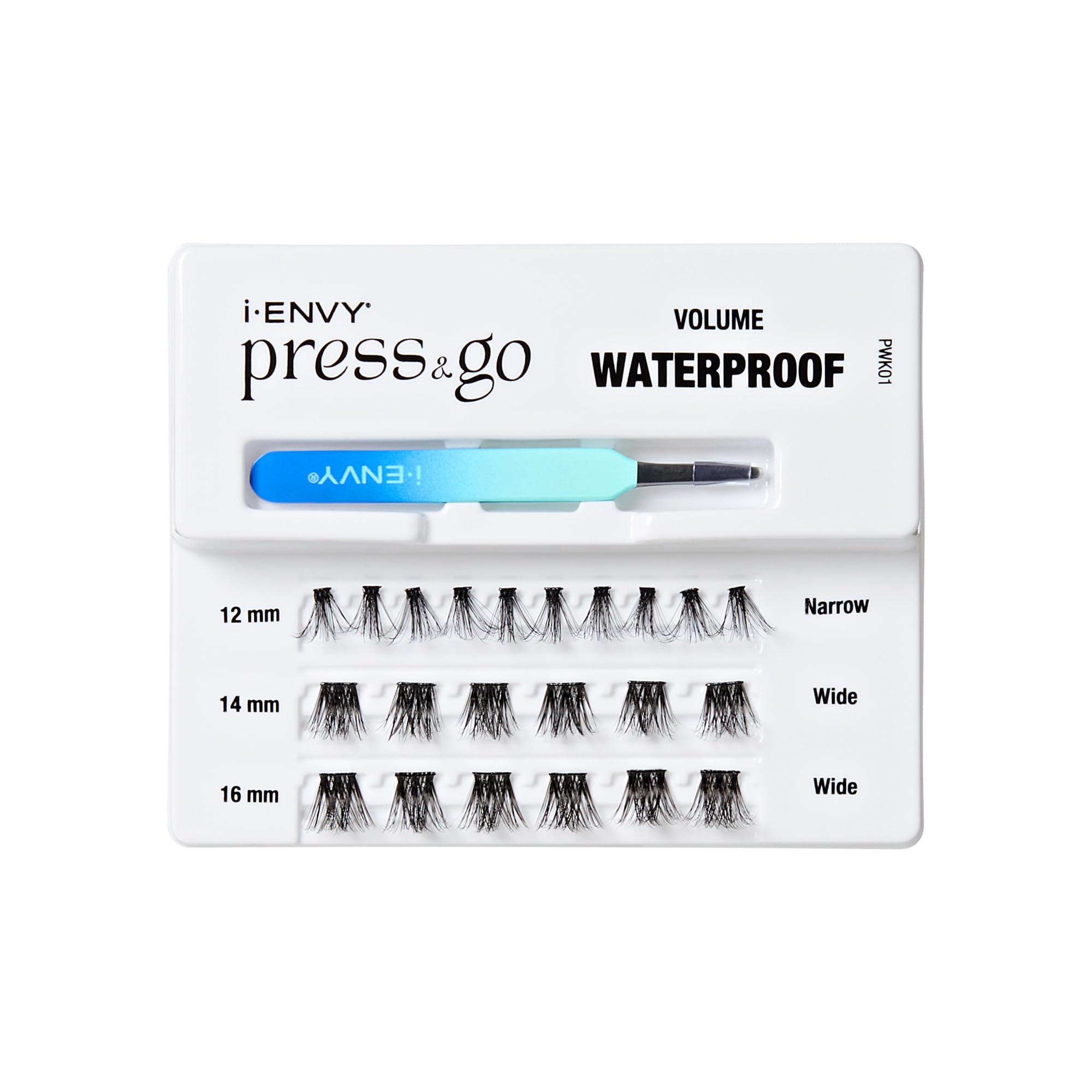 iENVY Press&Go Waterproof Self-Adhesive Lashes — No Glue Needed, 22 Clusters, Reusable with Applicator Kit