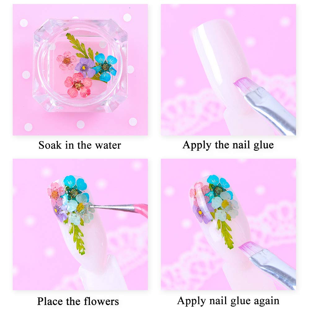 iFancer Flower Nail Charms – Natural Dried Mixed 60 pcs, 12 Colors for Nail Art & Resin DIY