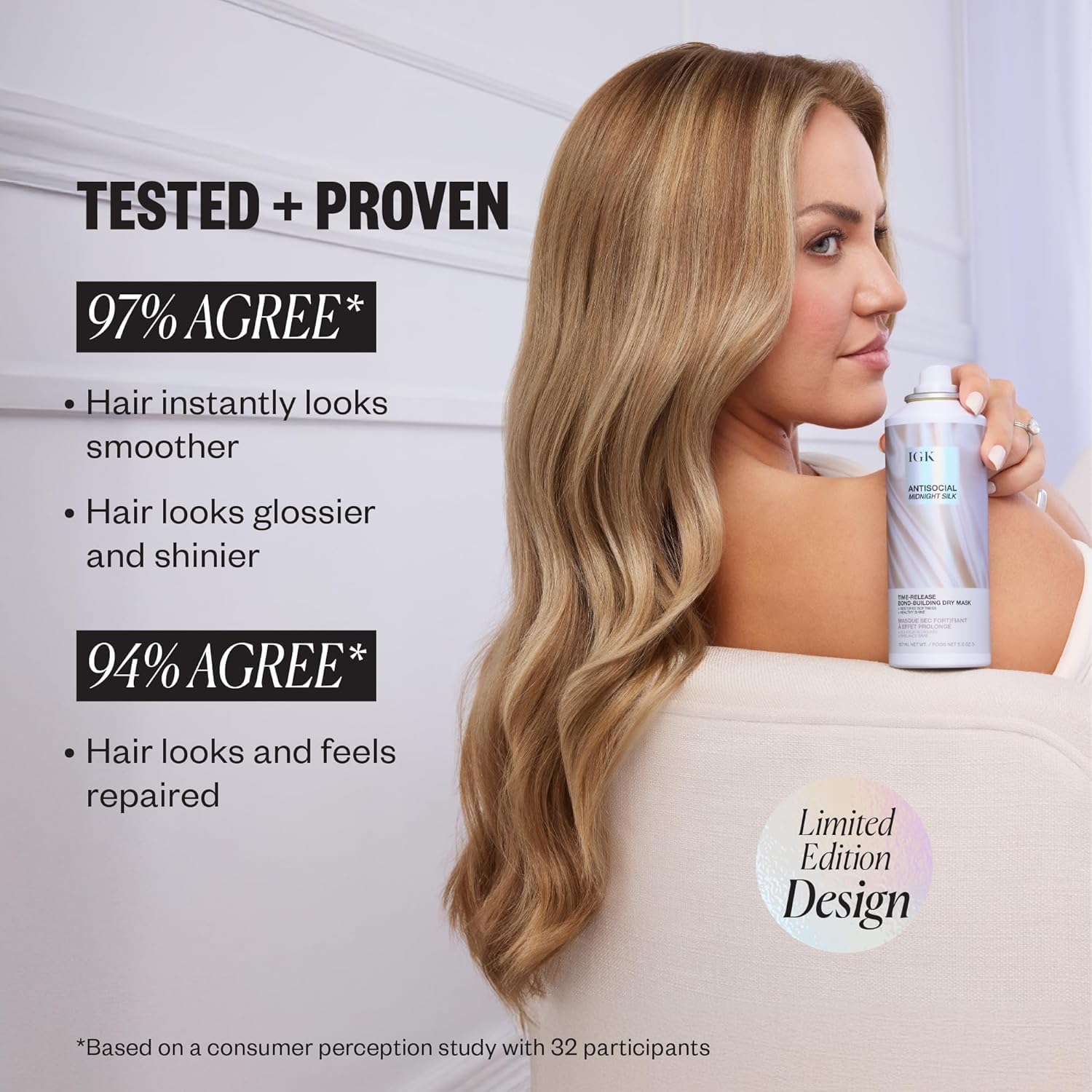 IGK Hair Treatment Full Size Set – Antisocial Dry Hair Mask + Good Behavior Spirulina Spray | Overnight Bond-Building & Keratin-Like Smoothing