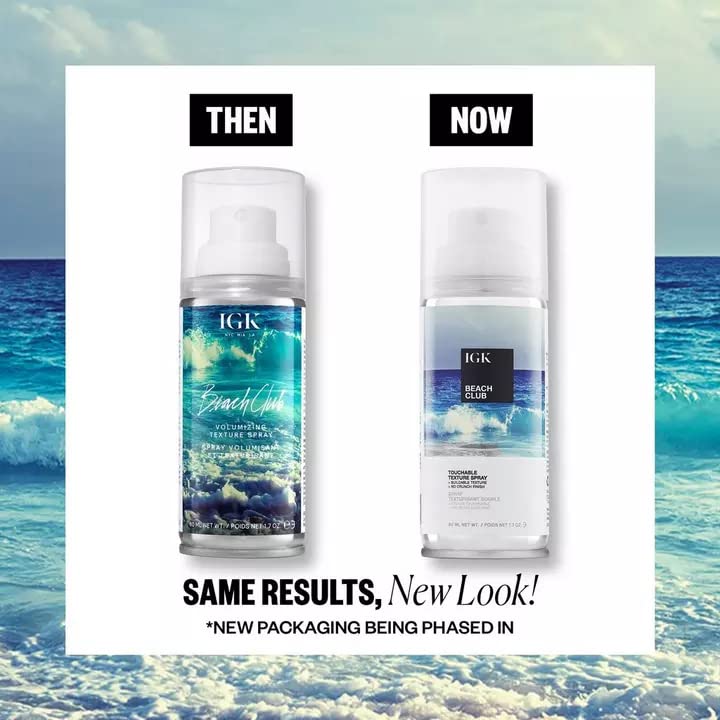IGK Beach Club Touchable Texture Spray Travel Size – Lightweight Hold & Volume | Vegan + Cruelty-Free | 1.7 oz