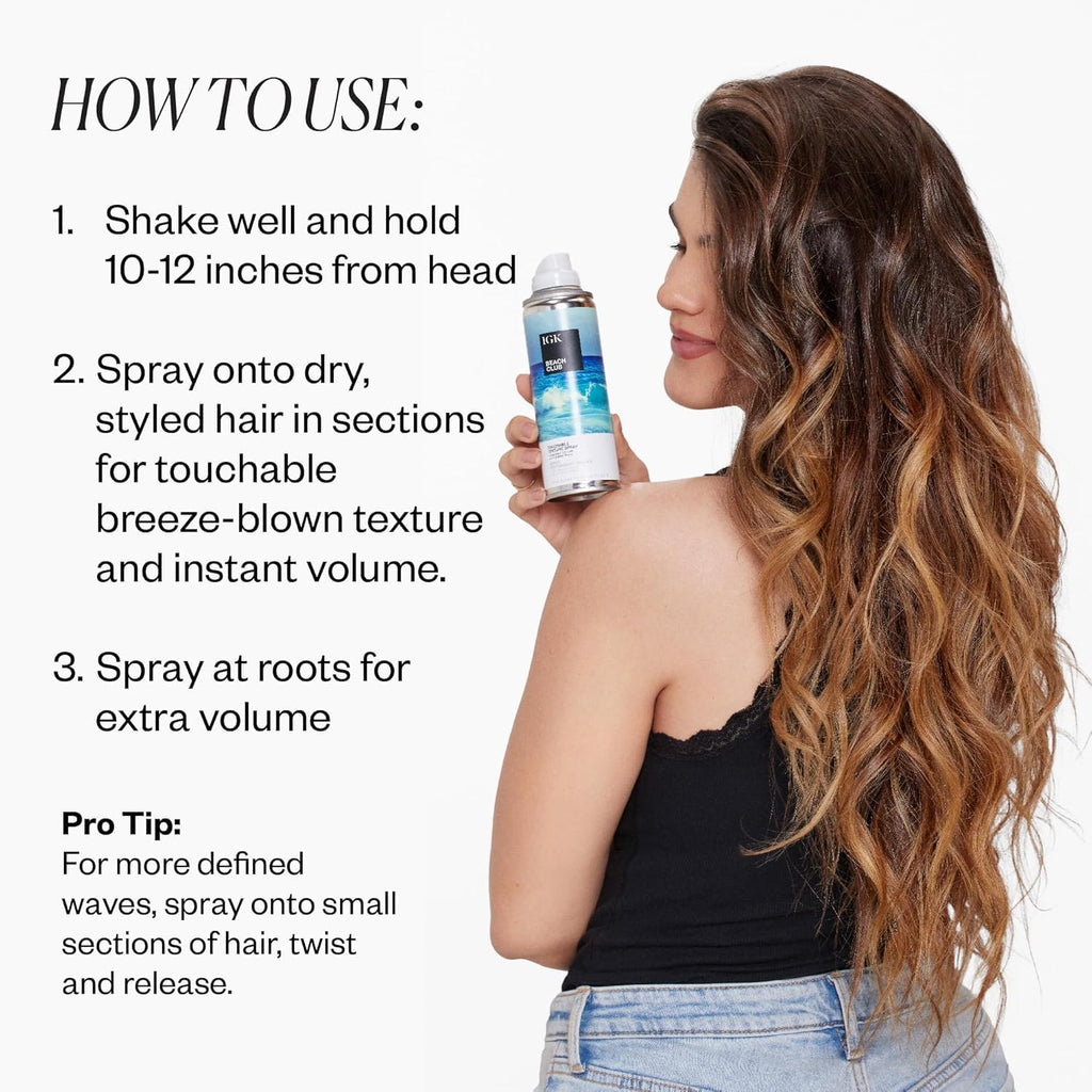 IGK Beach Club Touchable Texture Spray Travel Bundle – Lightweight Hold & Volume (5 oz + 1.7 oz) – Vegan & Cruelty-Free