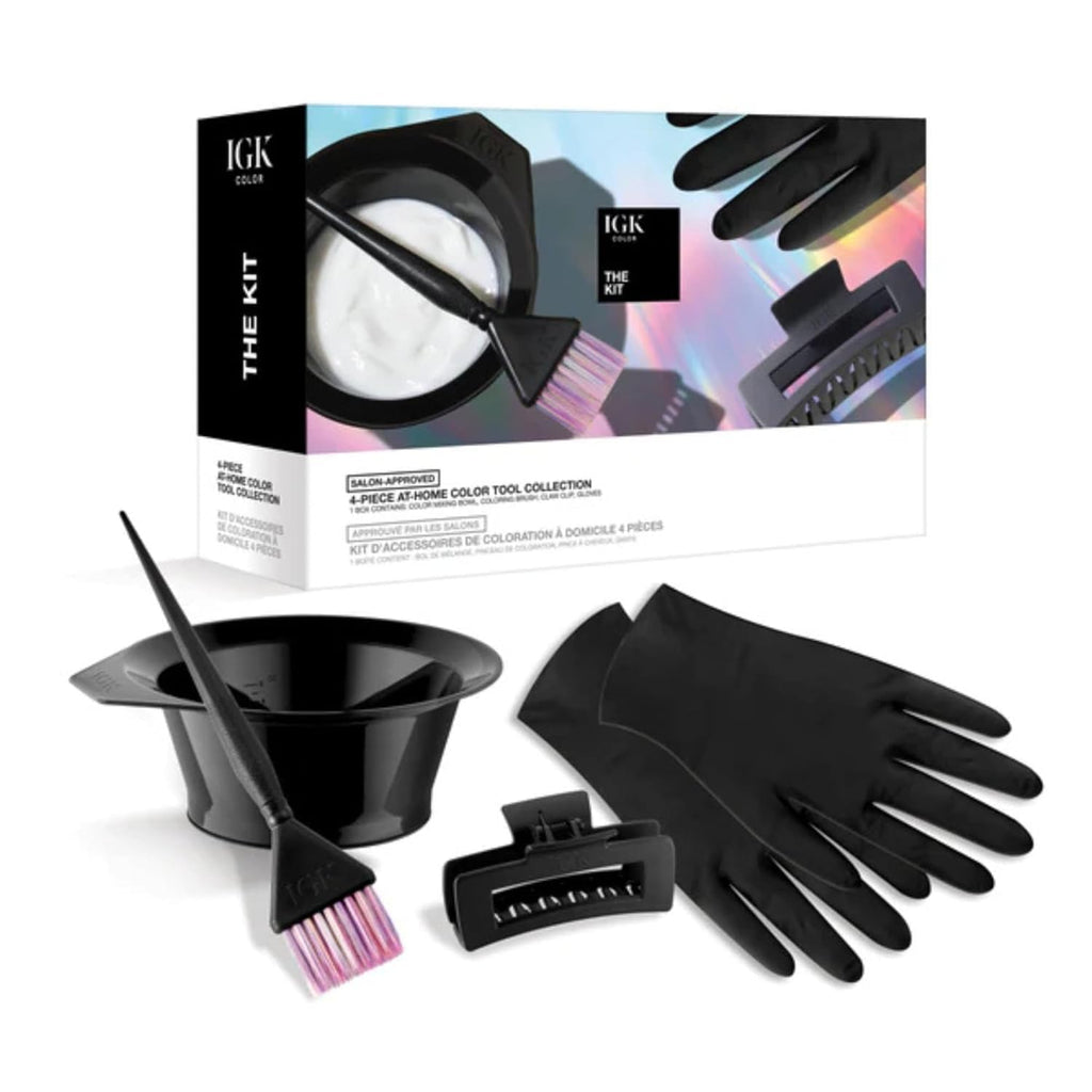 IGK At-Home Brown Hair Color System | Permanent Color, Tone-Refreshing Mask & Tools
