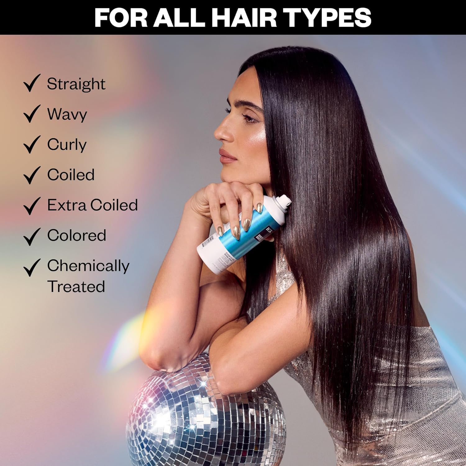 IGK Disco Disco Clear Gloss Hair Shine Spray — 5.3 oz + 2.1 oz Travel Size Pack | Lightweight, High-Shine Finish