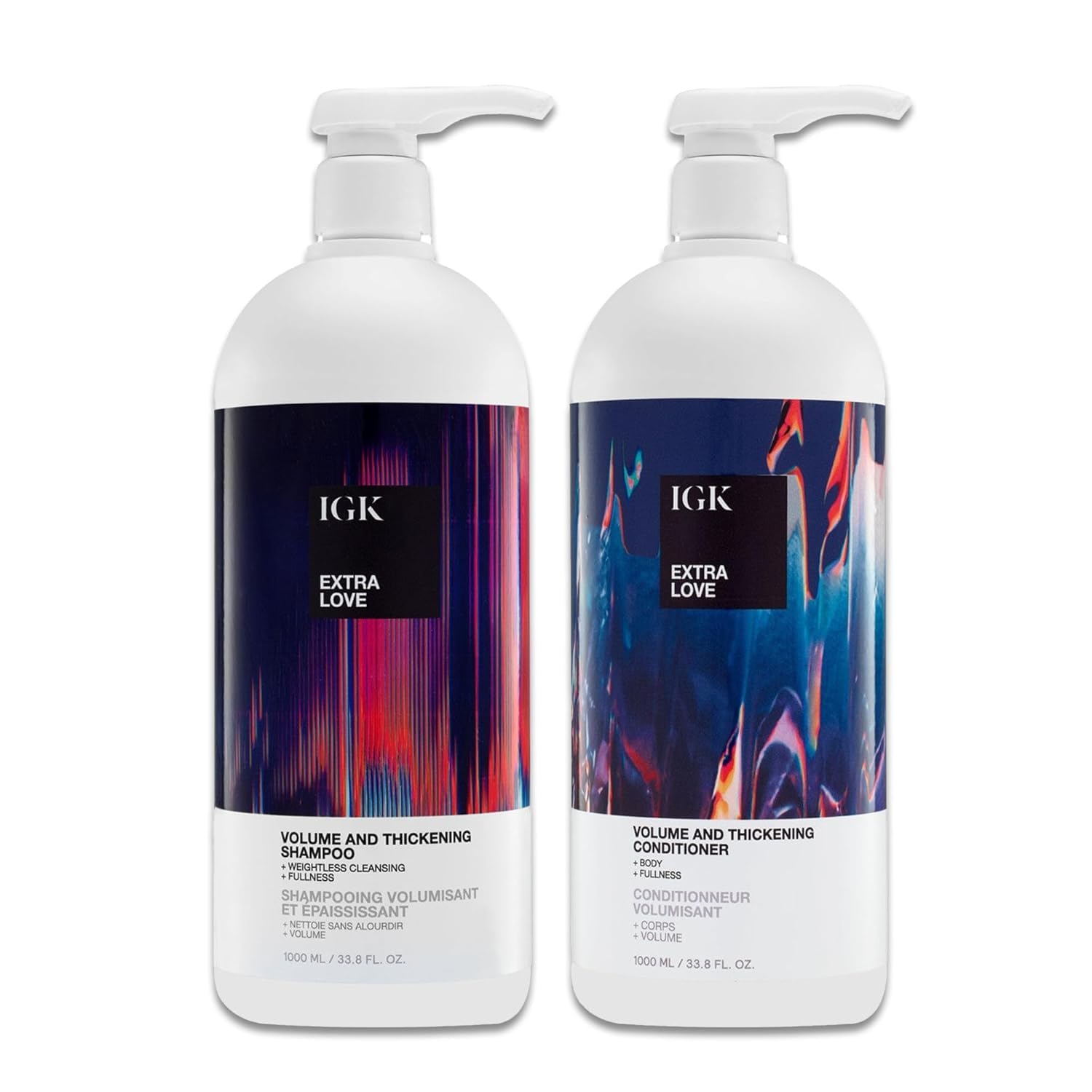 IGK EXTRA LOVE Volume & Thickening Shampoo & Conditioner Set | Volume, Scalp & Oil Balance | Vegan & Cruelty-Free | 33.8 oz (Pack of 2)