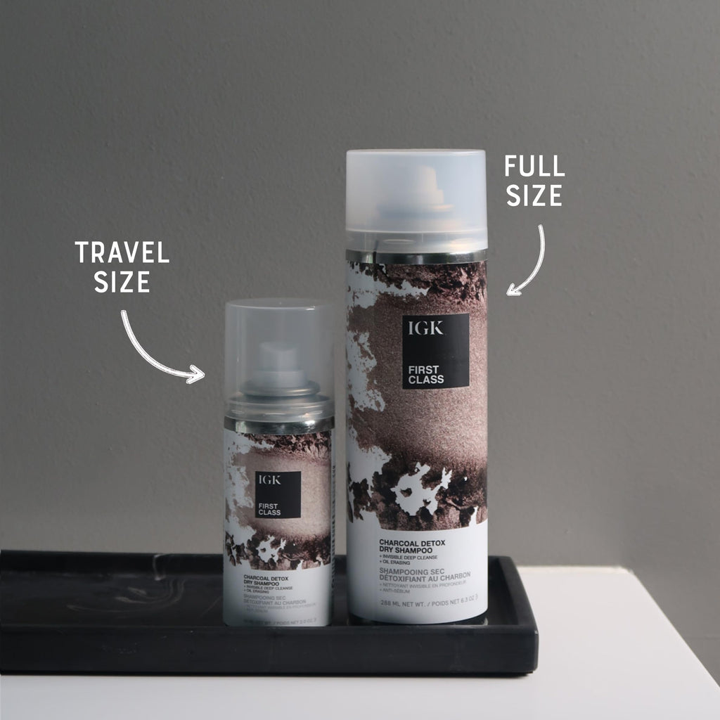 IGK FIRST CLASS Charcoal Detox Dry Shampoo Travel Bundle – Volume, Scalp Soothing, Vegan