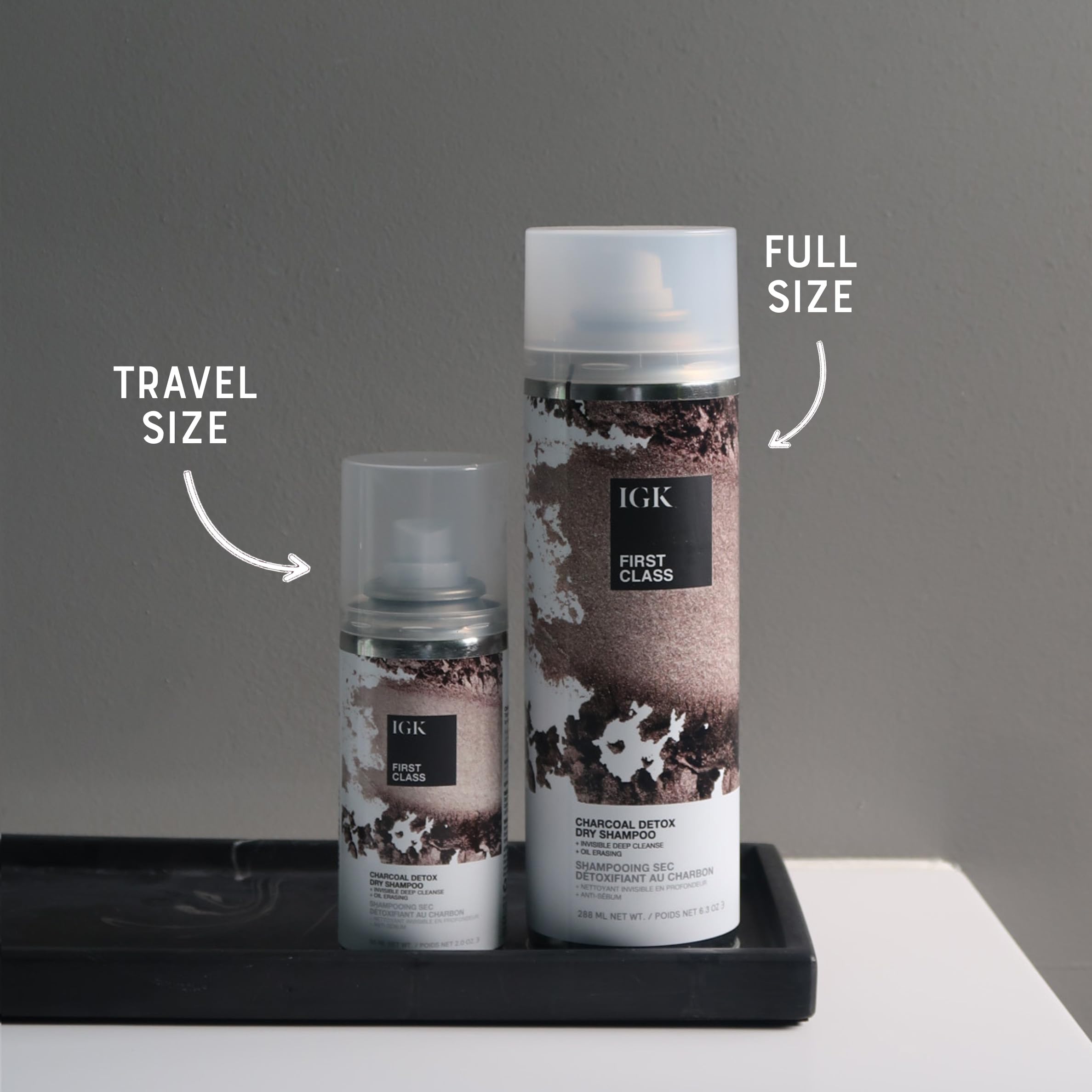 IGK FIRST CLASS Charcoal Detox Dry Shampoo Travel Bundle – Volume, Scalp Soothing, Vegan