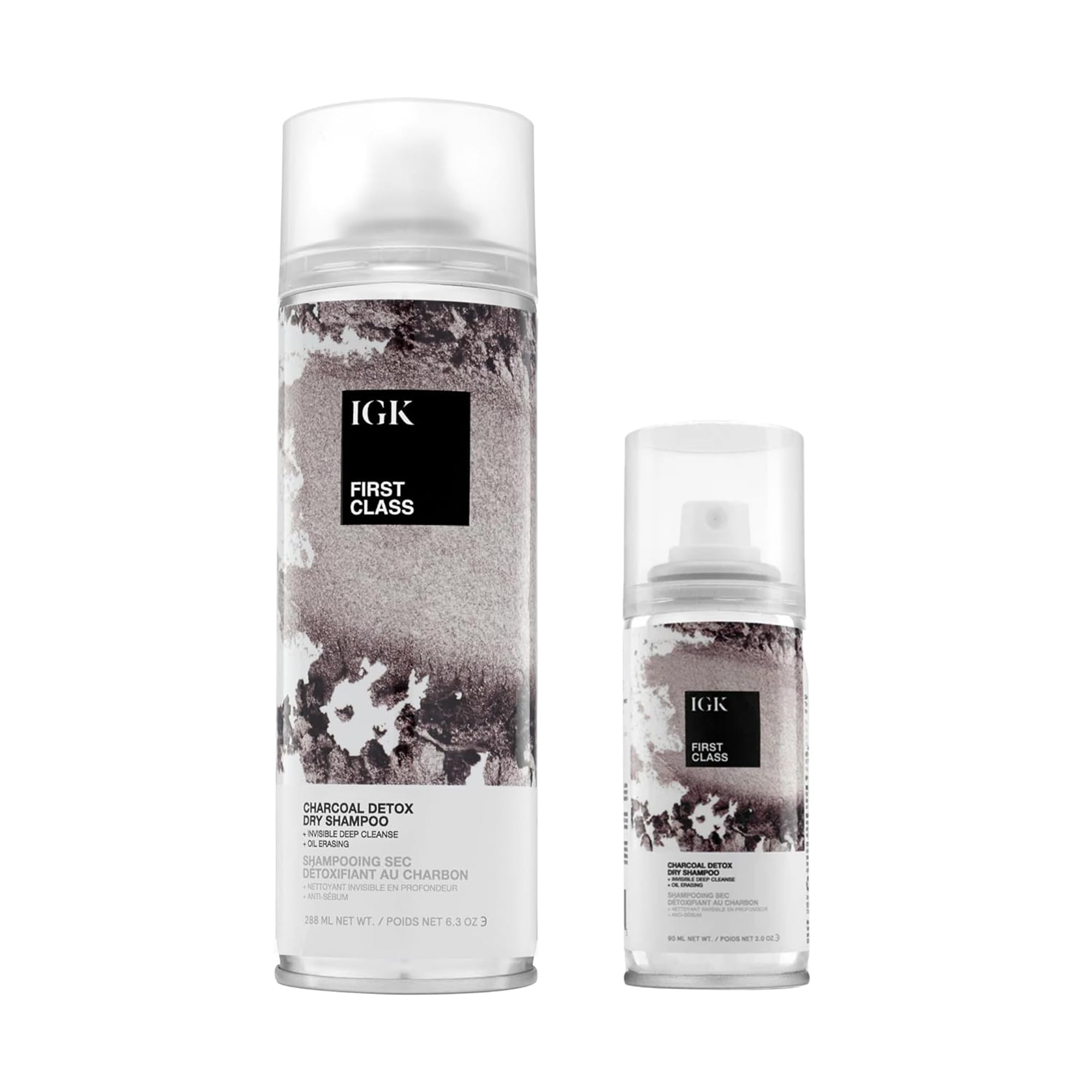 IGK FIRST CLASS Charcoal Detox Dry Shampoo Travel Bundle – Volume, Scalp Soothing, Vegan