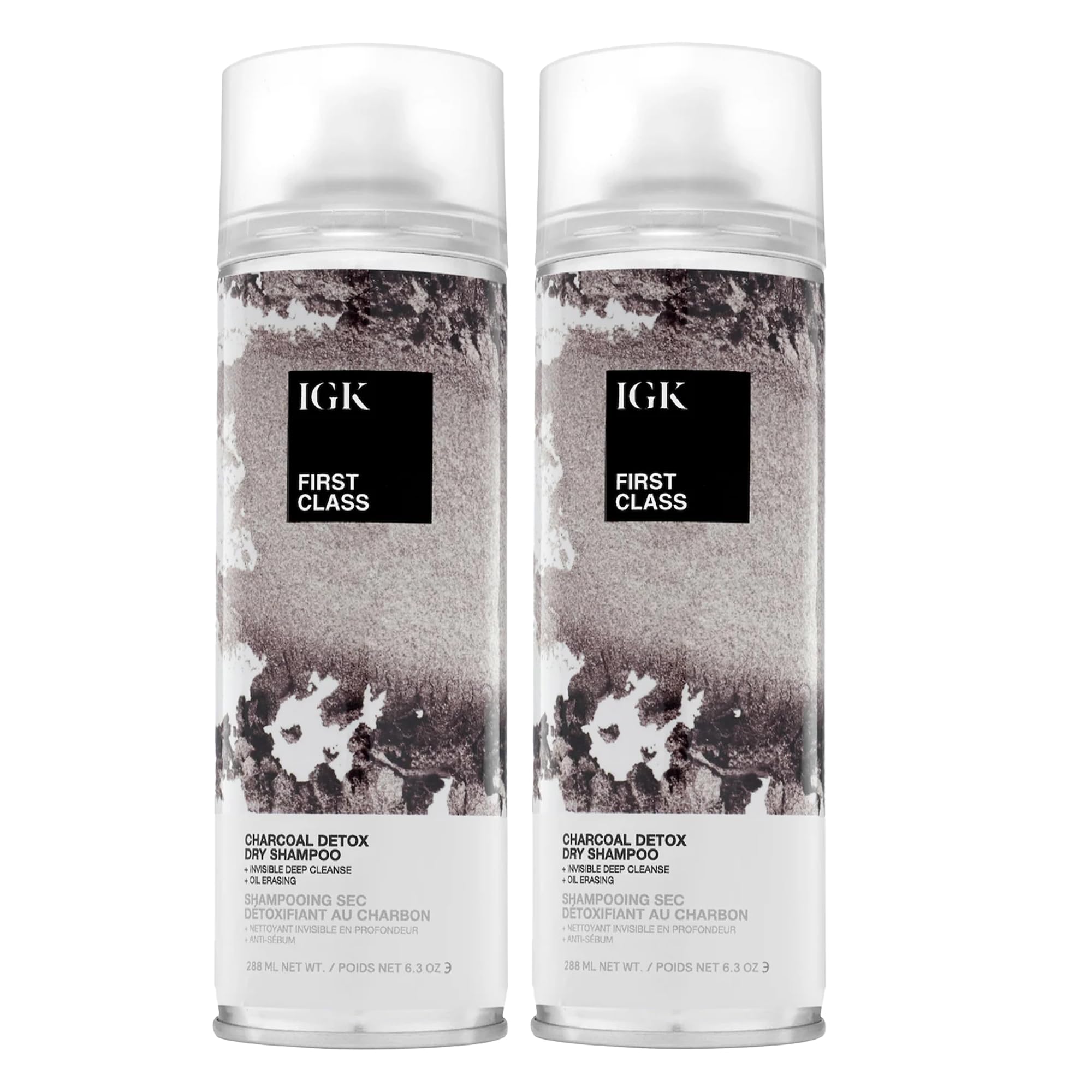IGK First Class Charcoal Detox Dry Shampoo – Deep Cleansing & Volume (2-Pack)