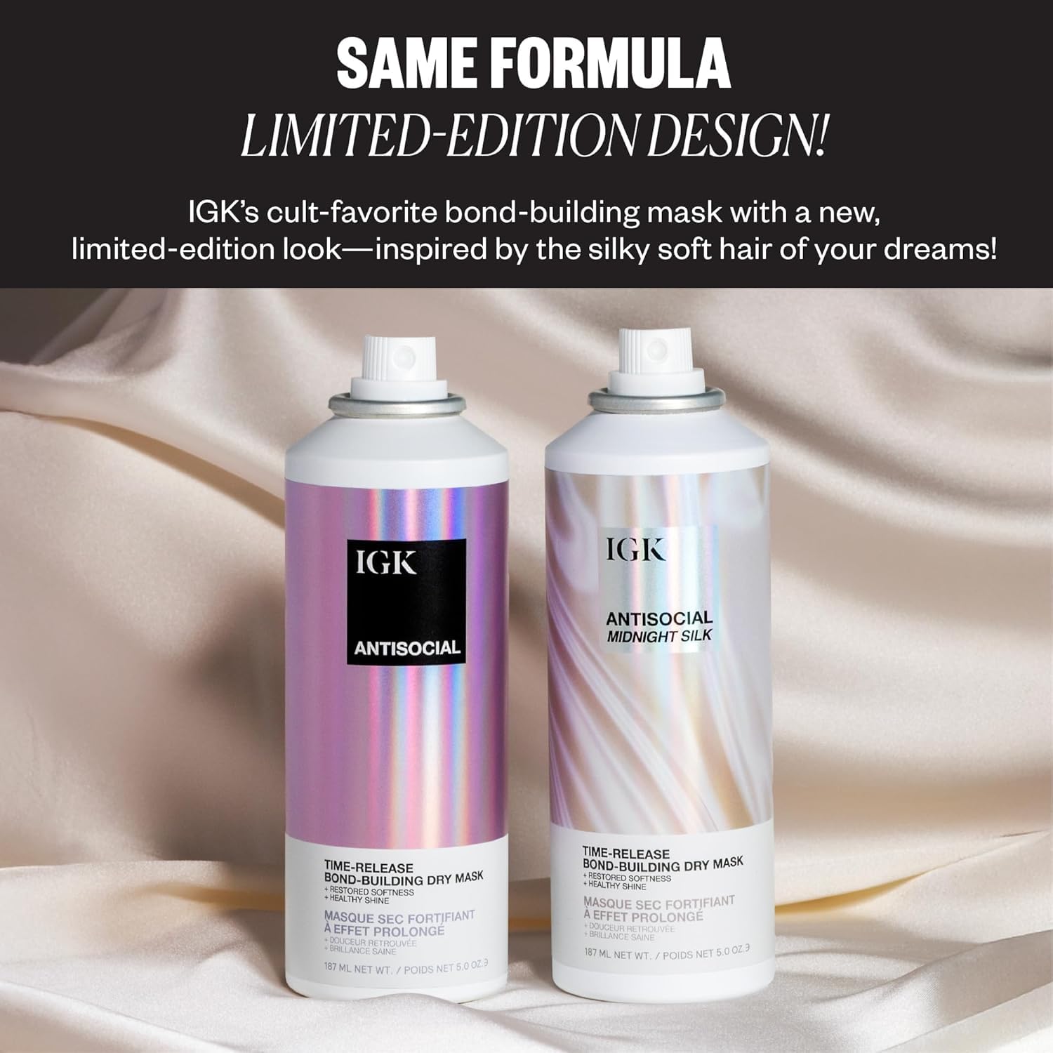 IGK Antisocial Dry Hair Mask + First Class Dry Shampoo Set | Bond-Building Care, Volume & Shine
