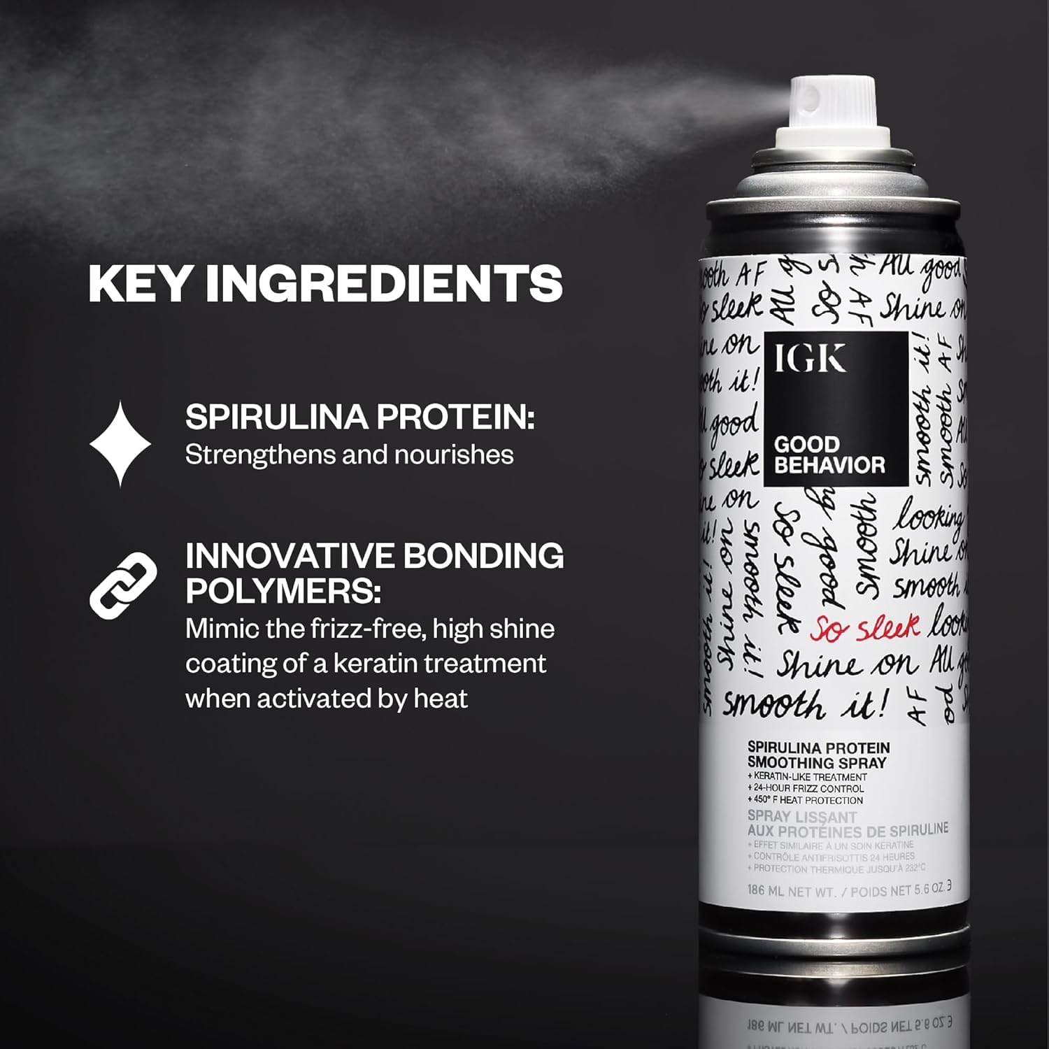 IGK GOOD BEHAVIOR Spirulina Protein Smoothing Spray + Anti-Frizz Blowout Balm | Keratin-Like Smoothing, Frizz Control & Heat Protectant