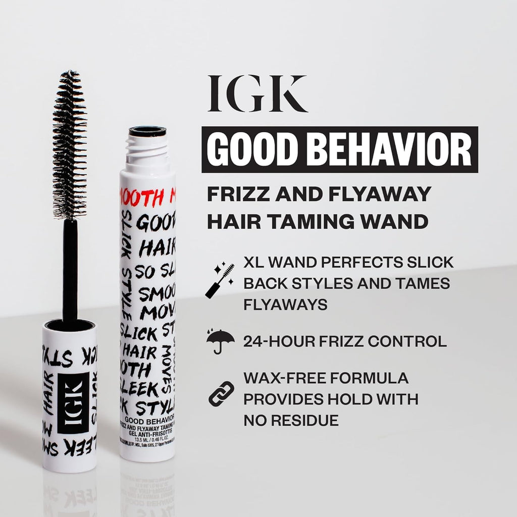 IGK Good Behavior Frizz & Flyaway Taming Wand (Pack of 2) – 24-Hour Frizz Control | Vegan + Cruelty-Free