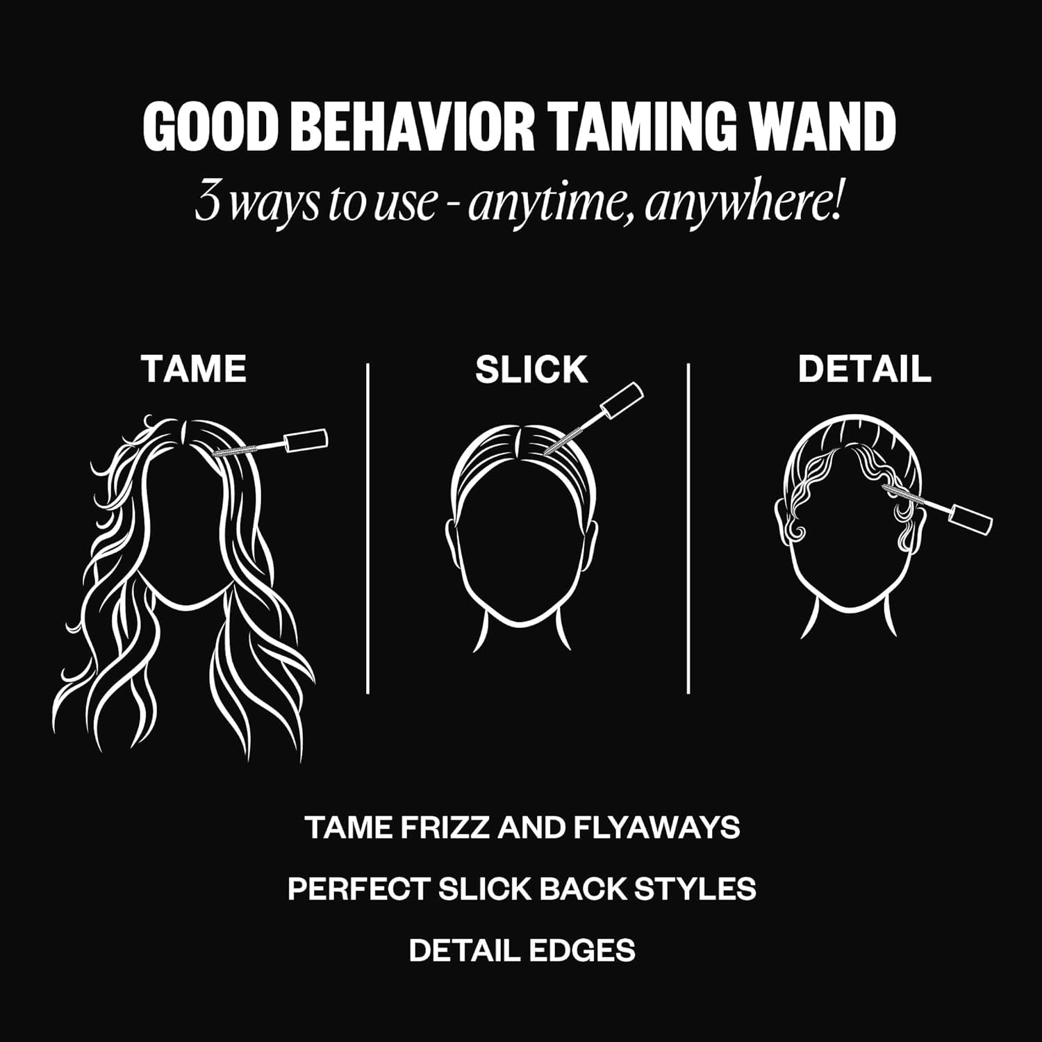 IGK Good Behavior Frizz & Flyaway Taming Wand (Pack of 2) – 24-Hour Frizz Control | Vegan + Cruelty-Free