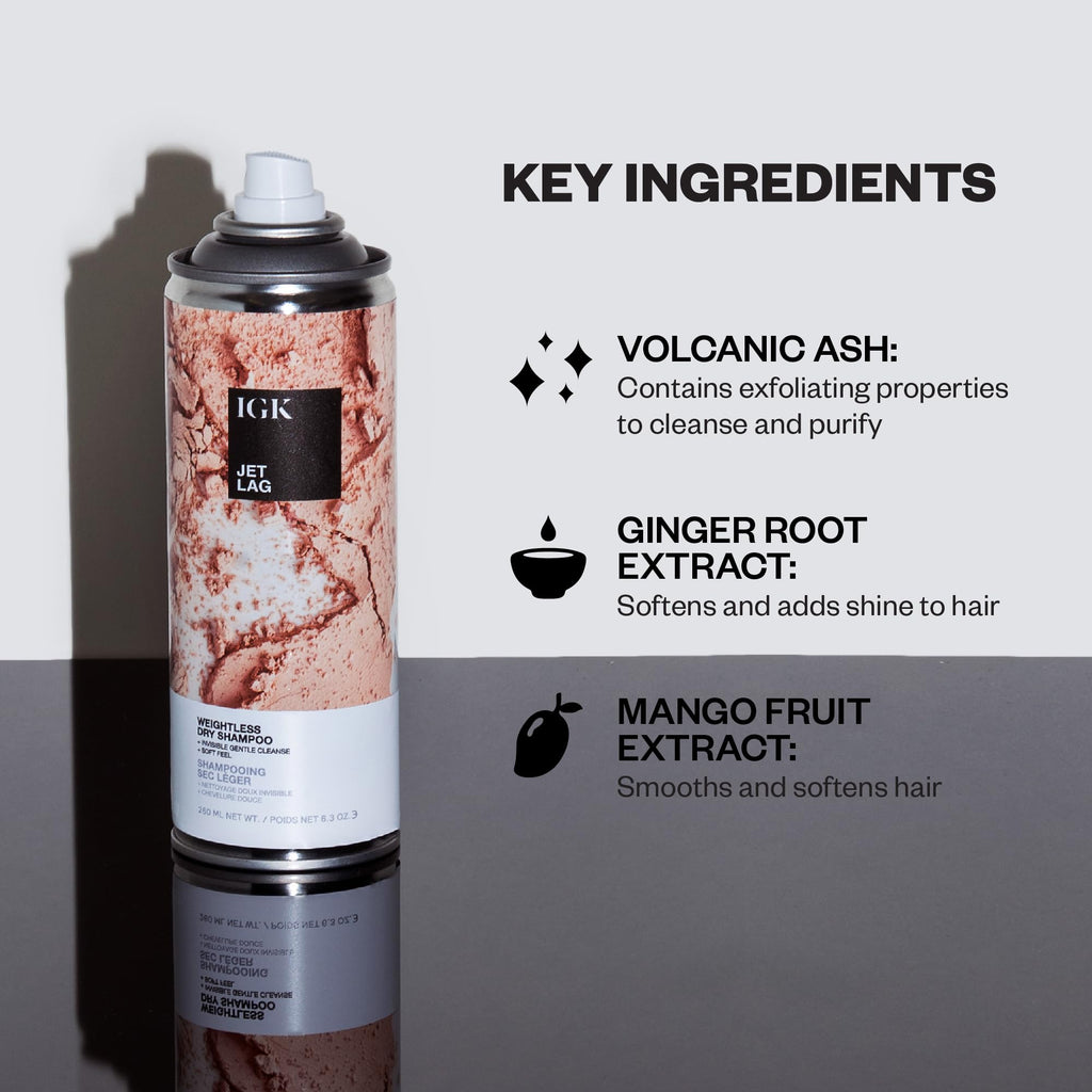 IGK Jet Lag Invisible Dry Shampoo – Weightless Refresh for Fine Hair | Vegan & Cruelty-Free | 6.3 Oz