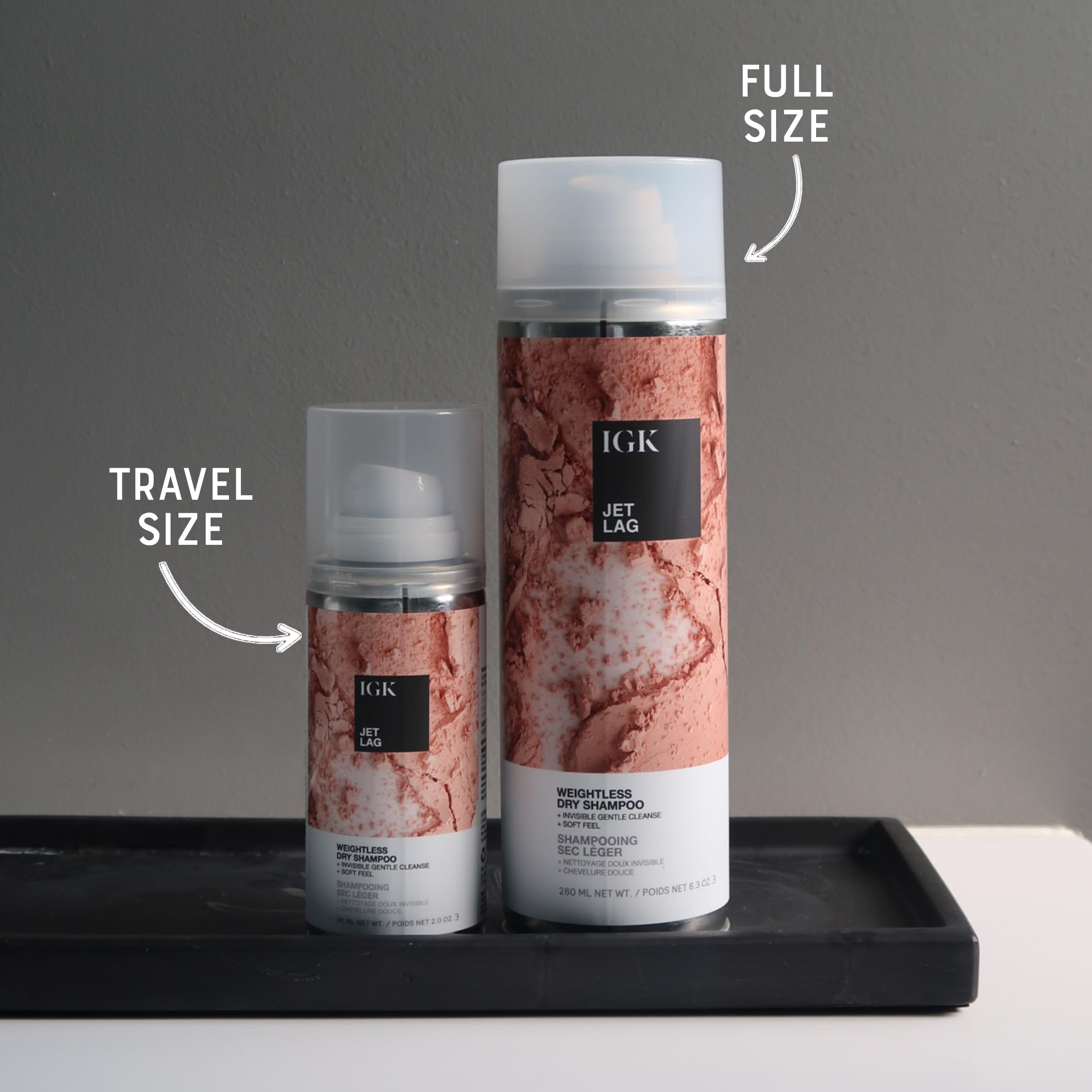 IGK Jet Lag Invisible Dry Shampoo Travel Size – Weightless, Buildable Cleanse with Finely Milled Volcanic Ash | 2 x 2.0 fl oz