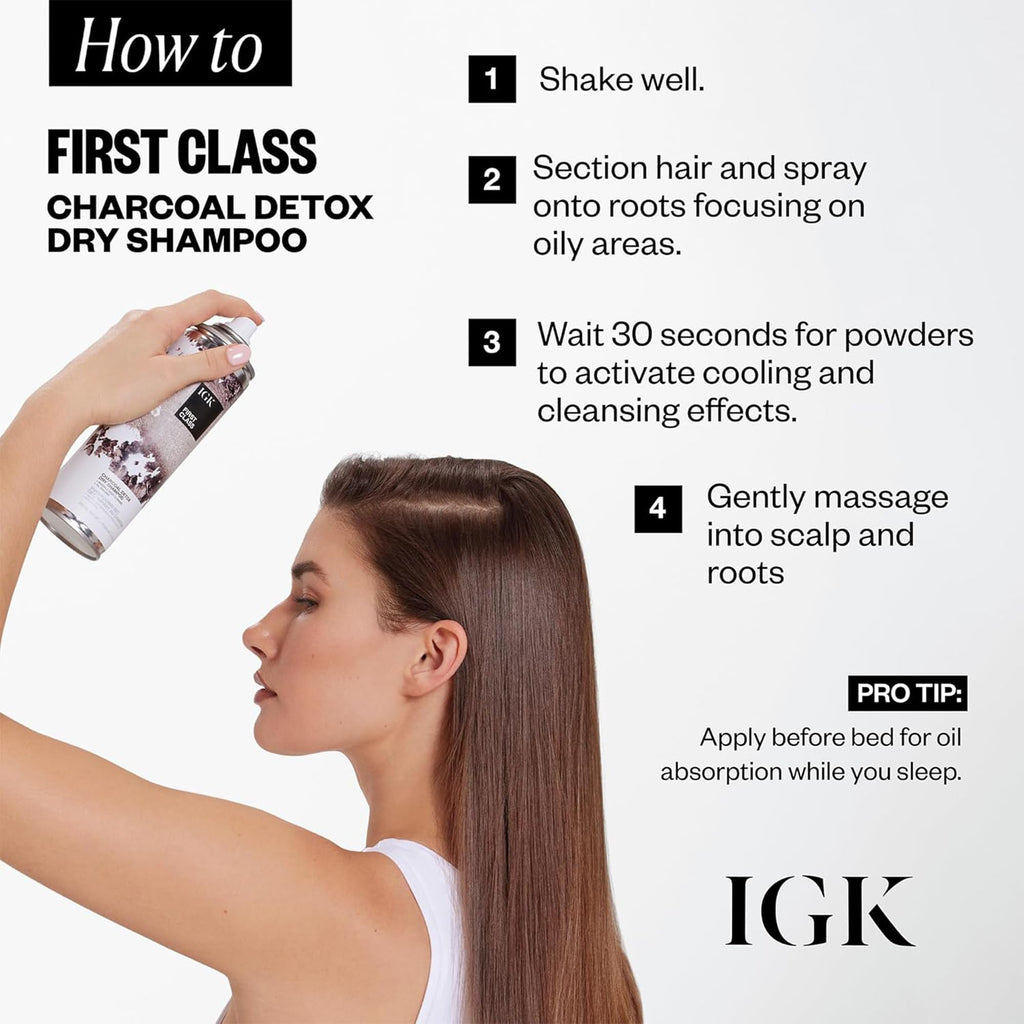 IGK First Class Charcoal Detox Dry Shampoo – Deep Cleansing & Volume (2-Pack)