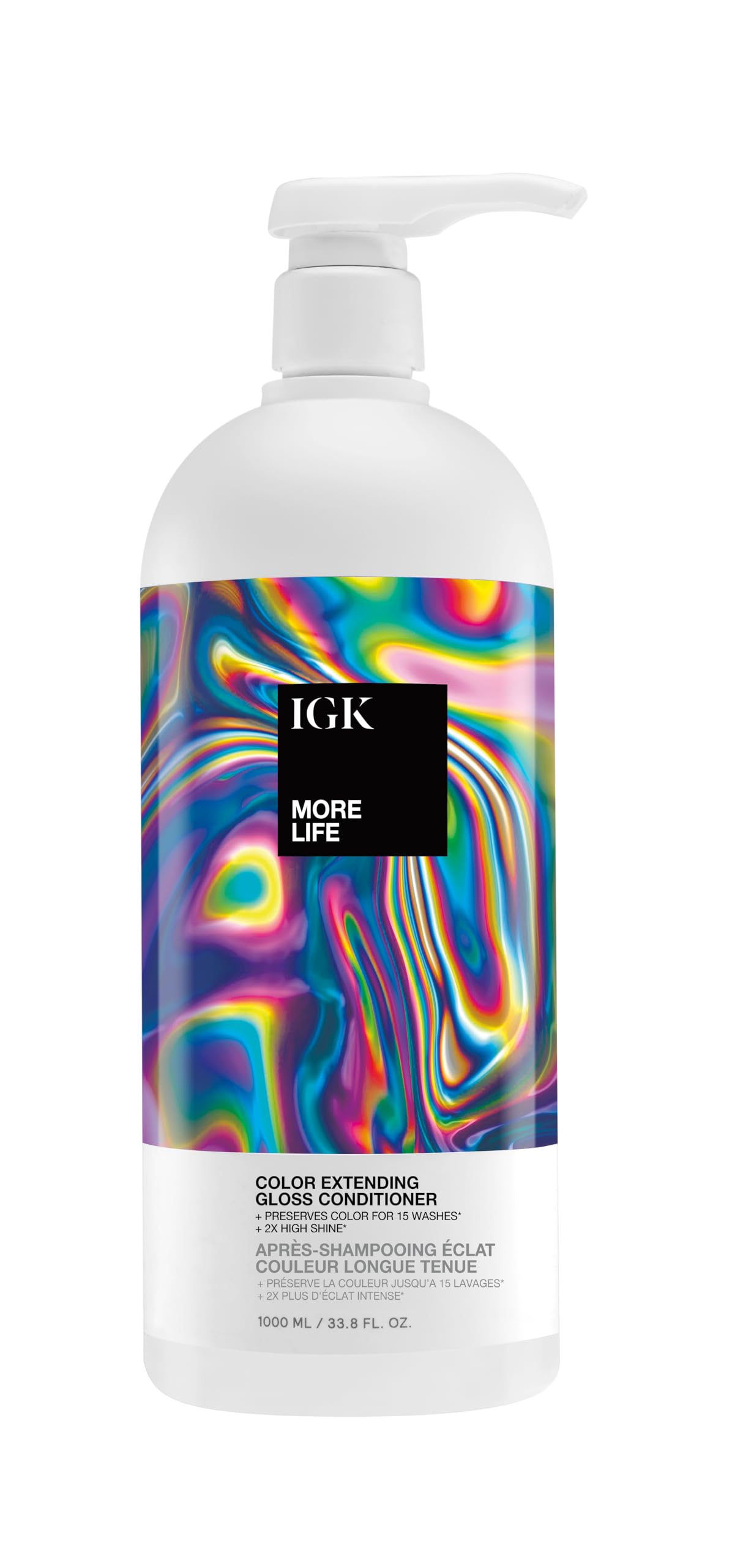 IGK More Life Color Extending Gloss Conditioner Liter – 2X Shine & Color Protection