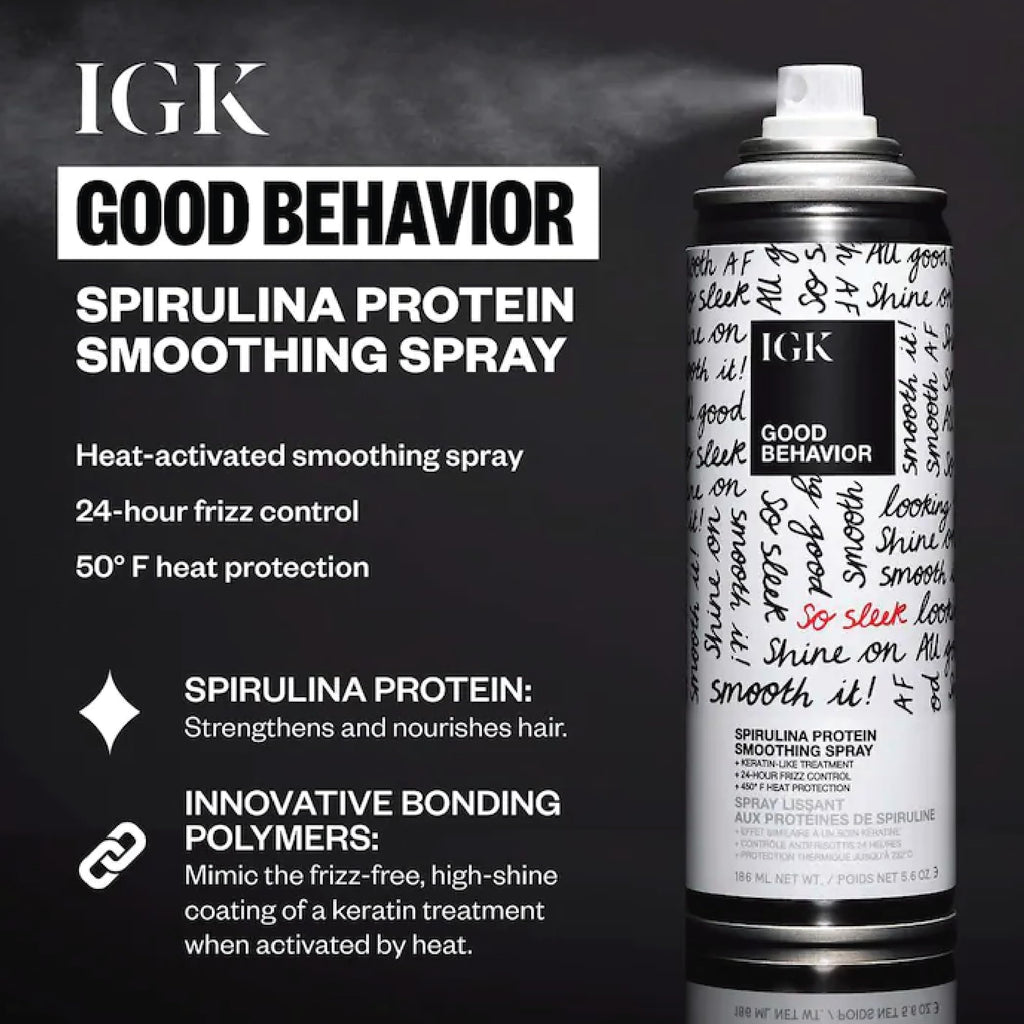 IGK Travel Size Hair Treatment Set — Antisocial Mask + Good Behavior Spirulina Spray | Bond-Building + Keratin-Like Smoothing