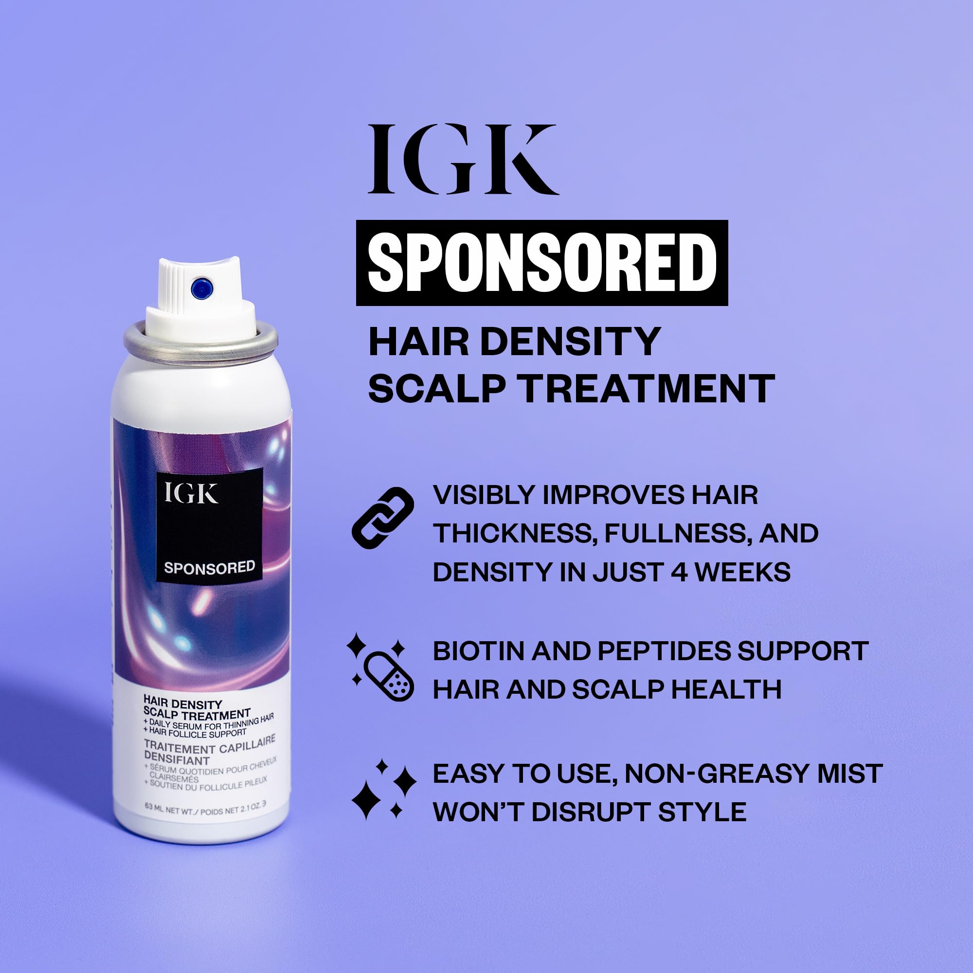 IGK Sponsored Scalp Treatment for Hair Growth – Serum-in-Mist for Fuller, Thicker Hair (2.1oz)