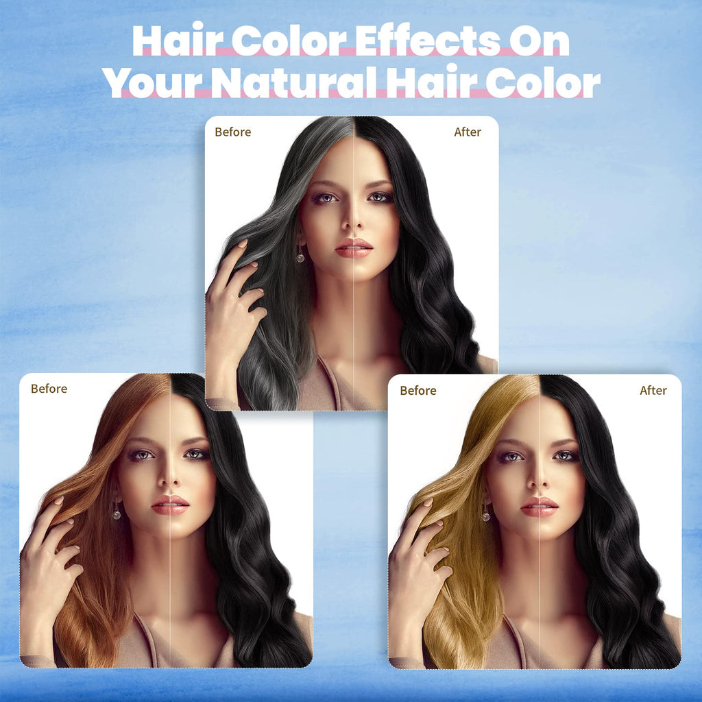 IIIMEIDU Hair Dye Shampoo for Gray Hair Coverage | 3-in-1 Natural Black Dye, 500ml