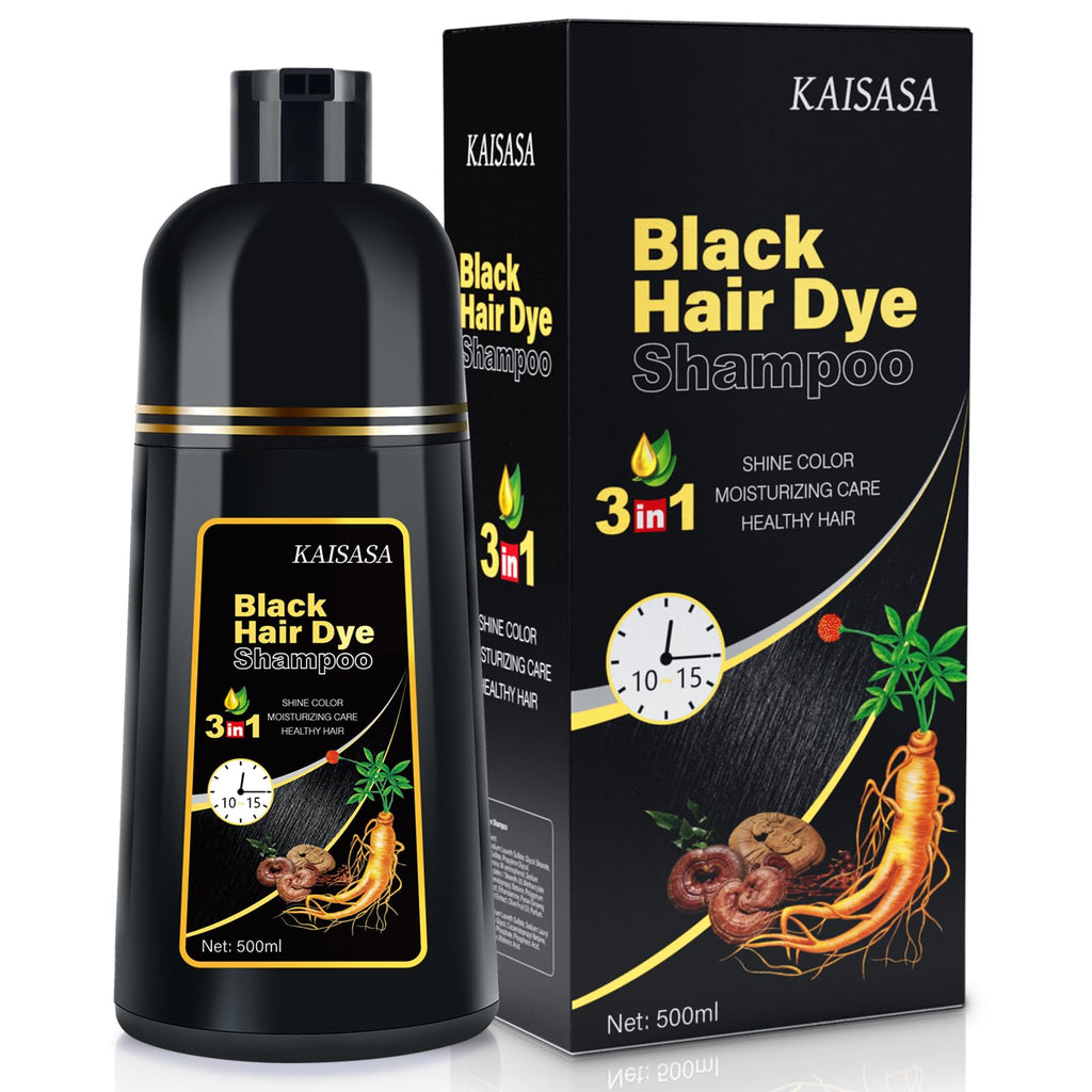 IIIMEIDU Hair Dye Shampoo for Gray Hair Coverage | 3-in-1 Natural Black Dye, 500ml