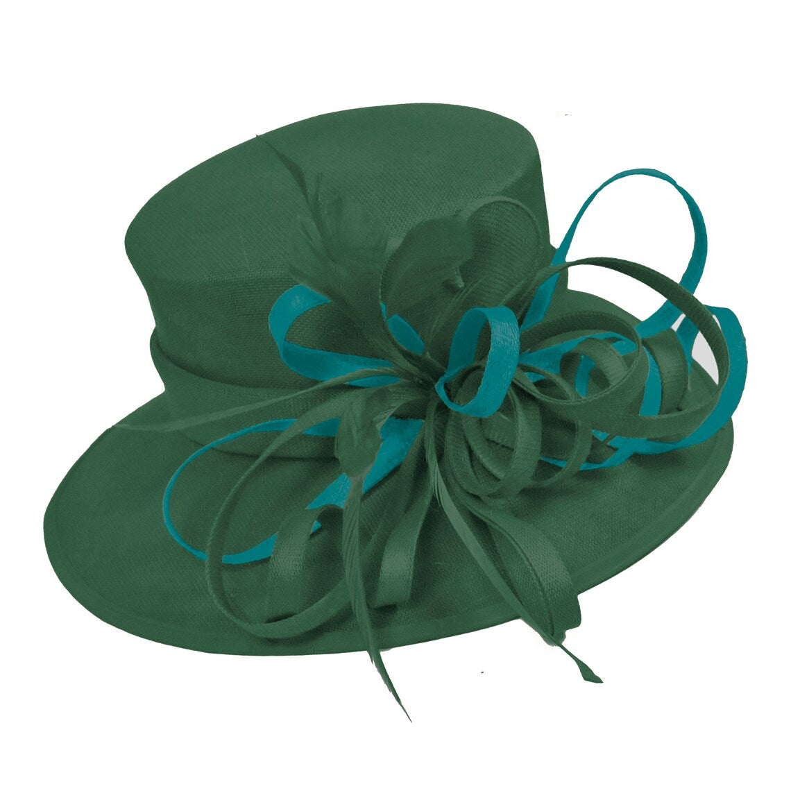 Caprilite Dark Green and Teal Queen Hat Brim Occasion Hatinator Fascinator Weddings Formal