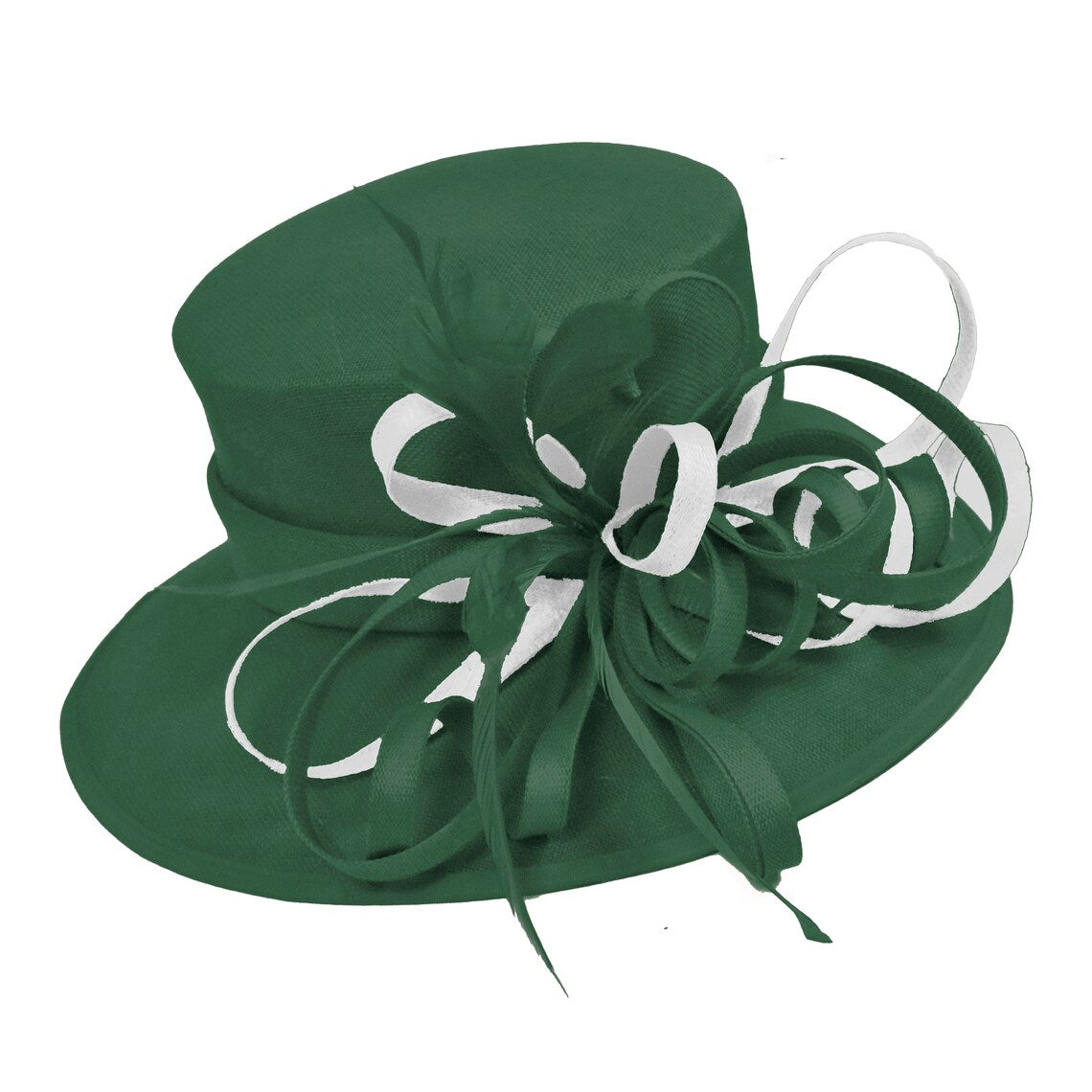 Caprilite Dark Green and White Queen Hat Brim Occasion Hatinator Fascinator Weddings Formal