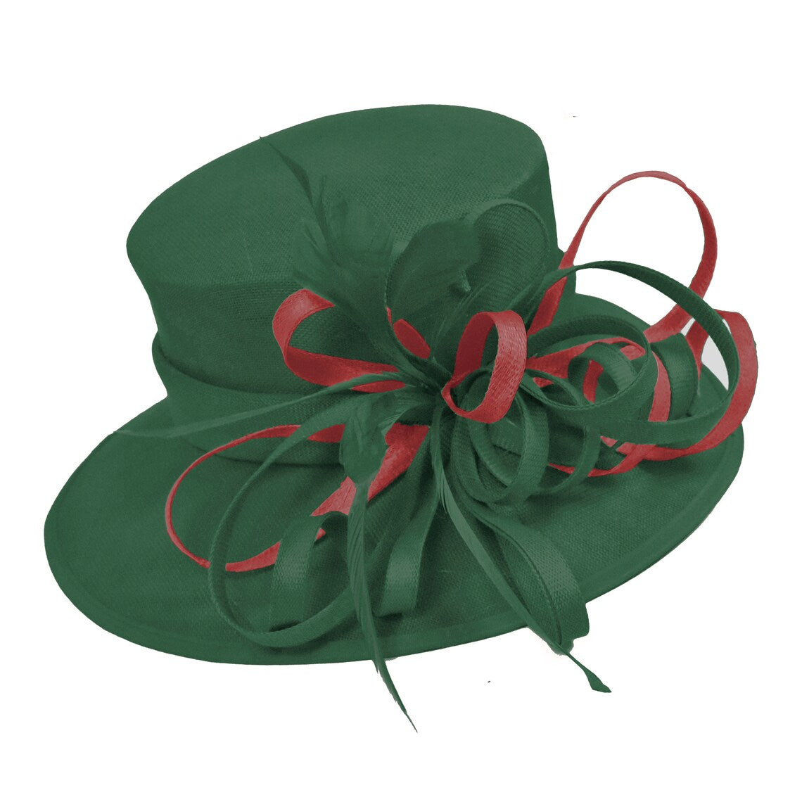 Caprilite Dark Green and Burgundy Queen Hat Brim Occasion Hatinator Fascinator Weddings Formal