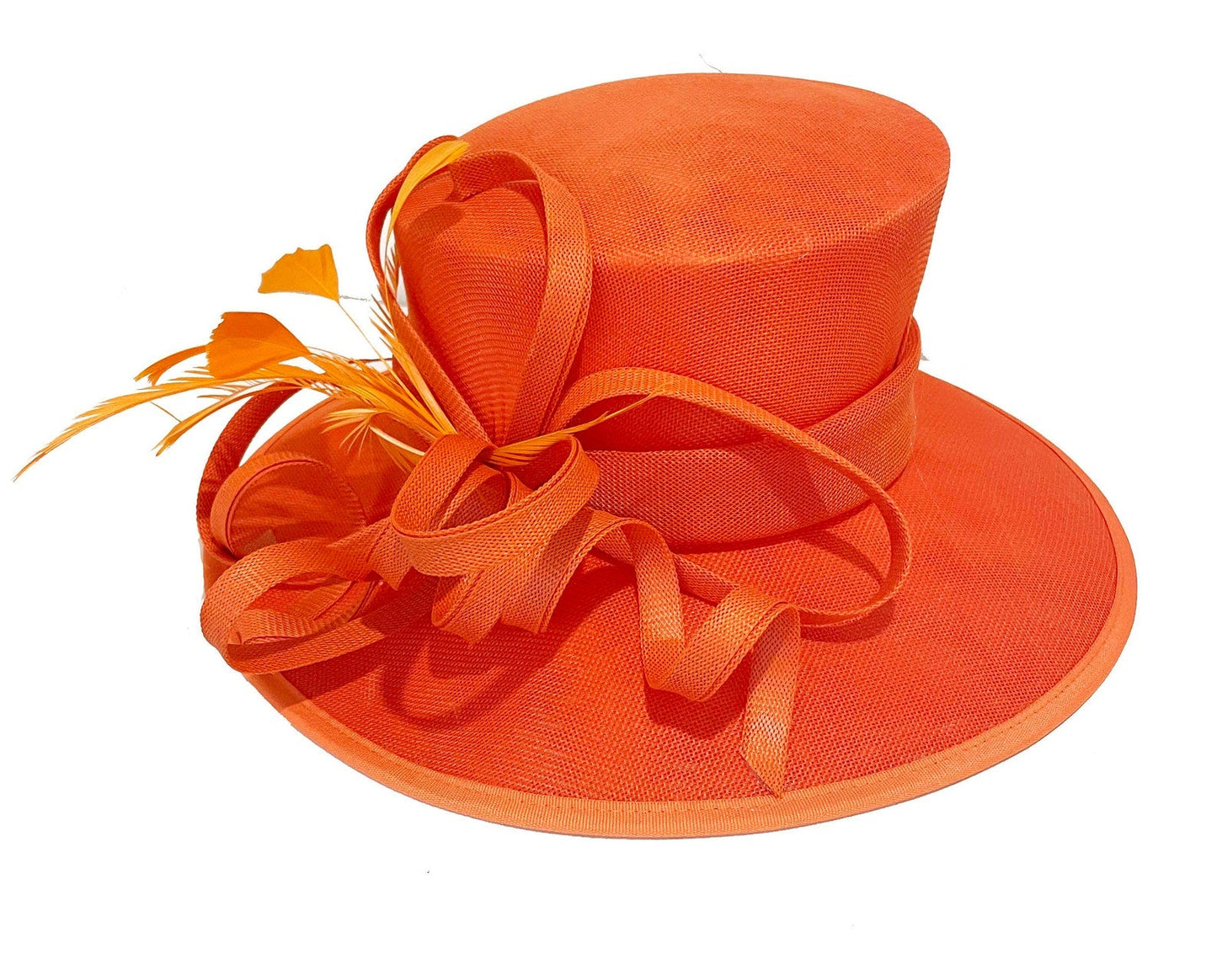 Orange Large Brim Hat Occasion Hatinator Fascinator Weddings Formal