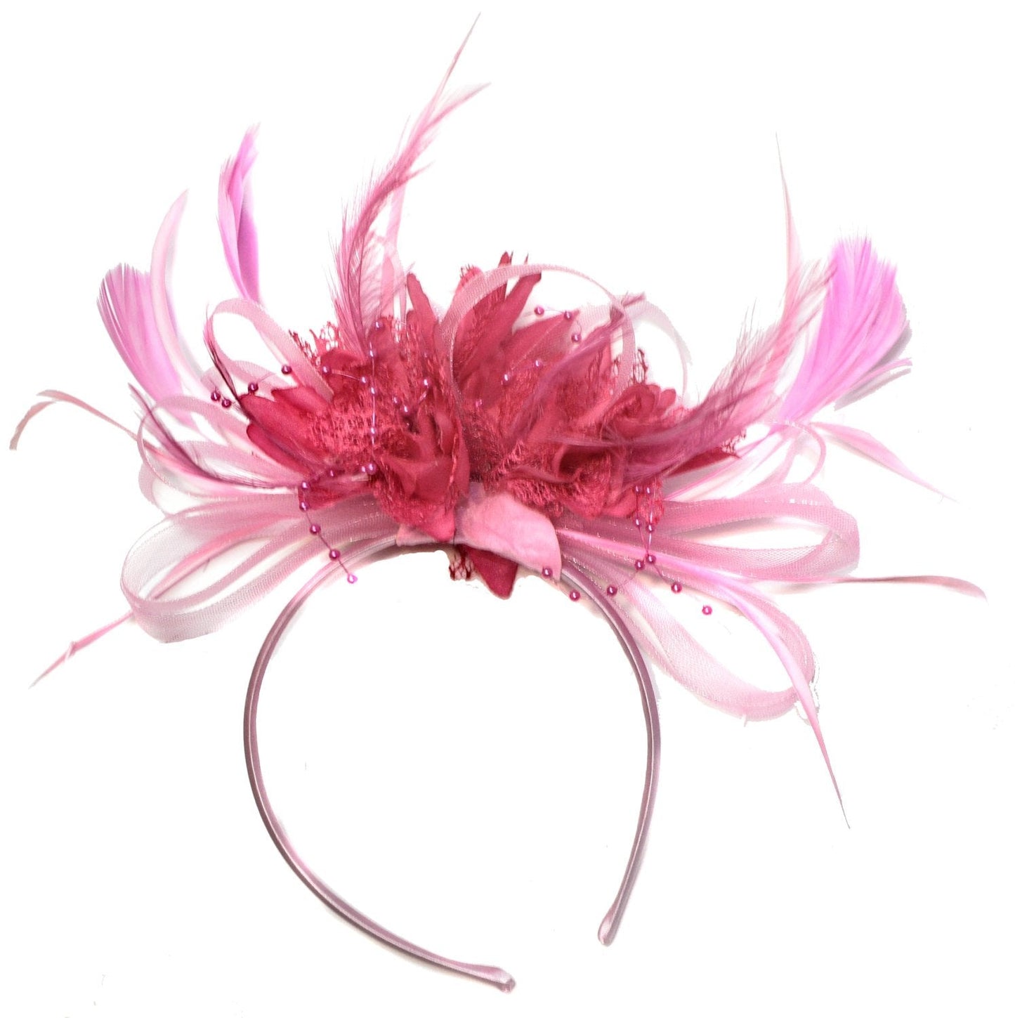 Caprilite Baby Pink and Fuchsia Hot Pink Fascinator on Headband Alice Band UK Wedding Ascot Races Derby
