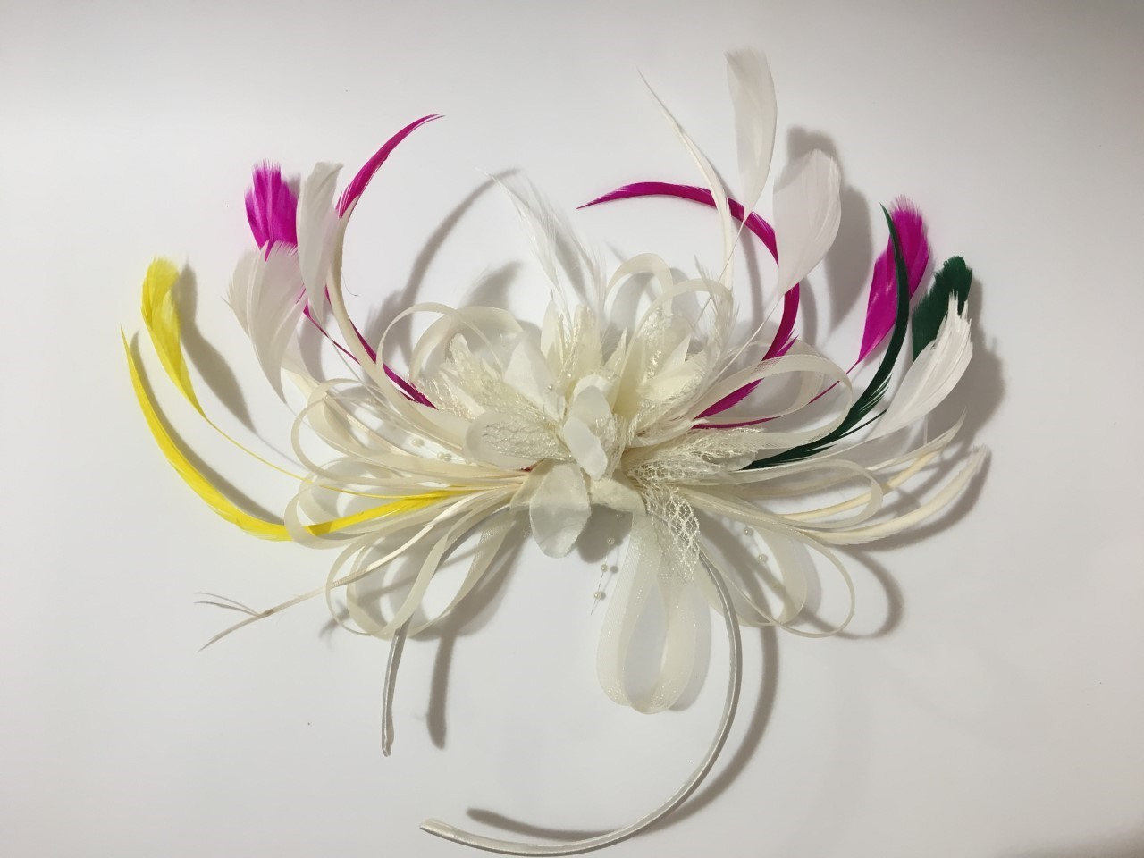 Caprilite Bespoke Cream Fascinator on Headband Alice Band UK Wedding Ascot Races Loop
