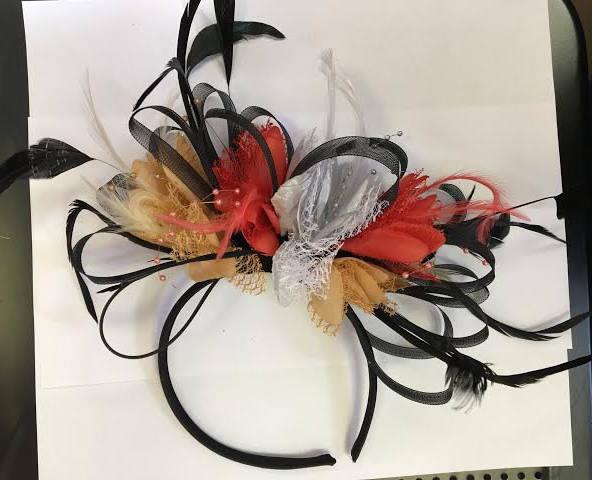 Caprilite Black Camel Beige Coral Silver Grey Fascinator on Headband AliceBand UK Wedding Ascot Races Loop