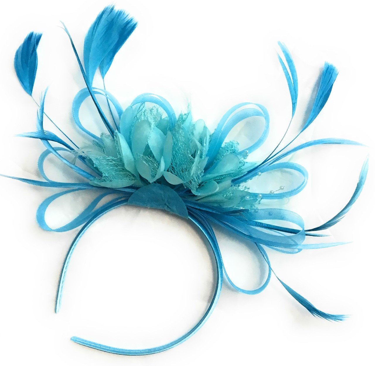 Caprilite Light Turquoise Fascinator on Headband Alice Band UK Wedding Ascot Races