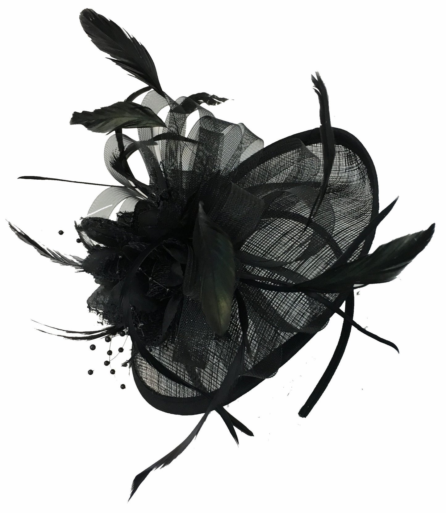 Caprilite Disc Saucer Sinamay Black Fascinator on Headband Alice Band Wedding Ascot Races