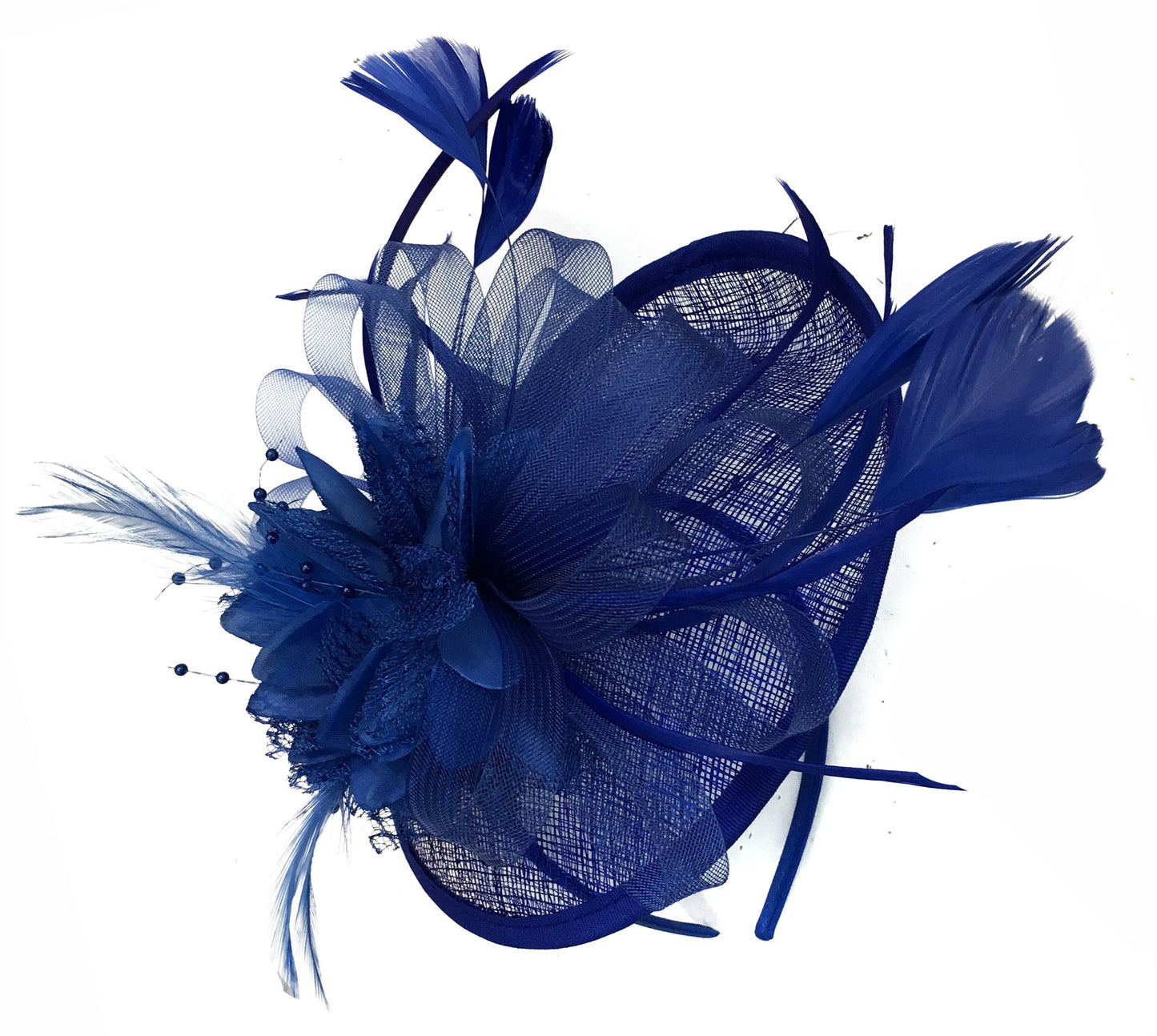 Caprilite Disc Saucer Sinamay Royal Blue Fascinator on Headband Alice Band Wedding Ascot Races