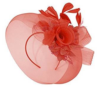 Caprilite Scarlet Red Fascinator Hat Veil Net Hair Clip Ascot Derby Races Wedding Headband Feather Flower