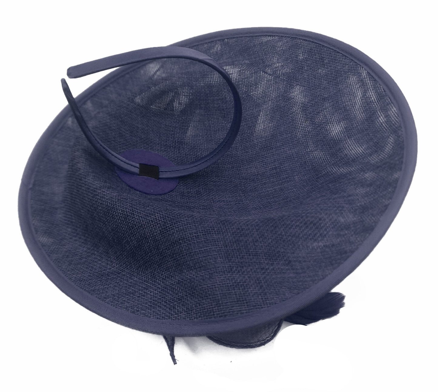 Caprilite Big Saucer Sinamay Navy Blue & Orange Mixed Colour Fascinator On Headband
